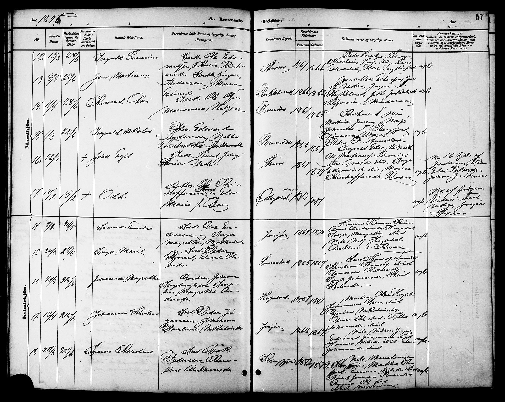 Ministerialprotokoller, klokkerbøker og fødselsregistre - Sør-Trøndelag, SAT/A-1456/657/L0716: Klokkerbok nr. 657C03, 1889-1904, s. 57