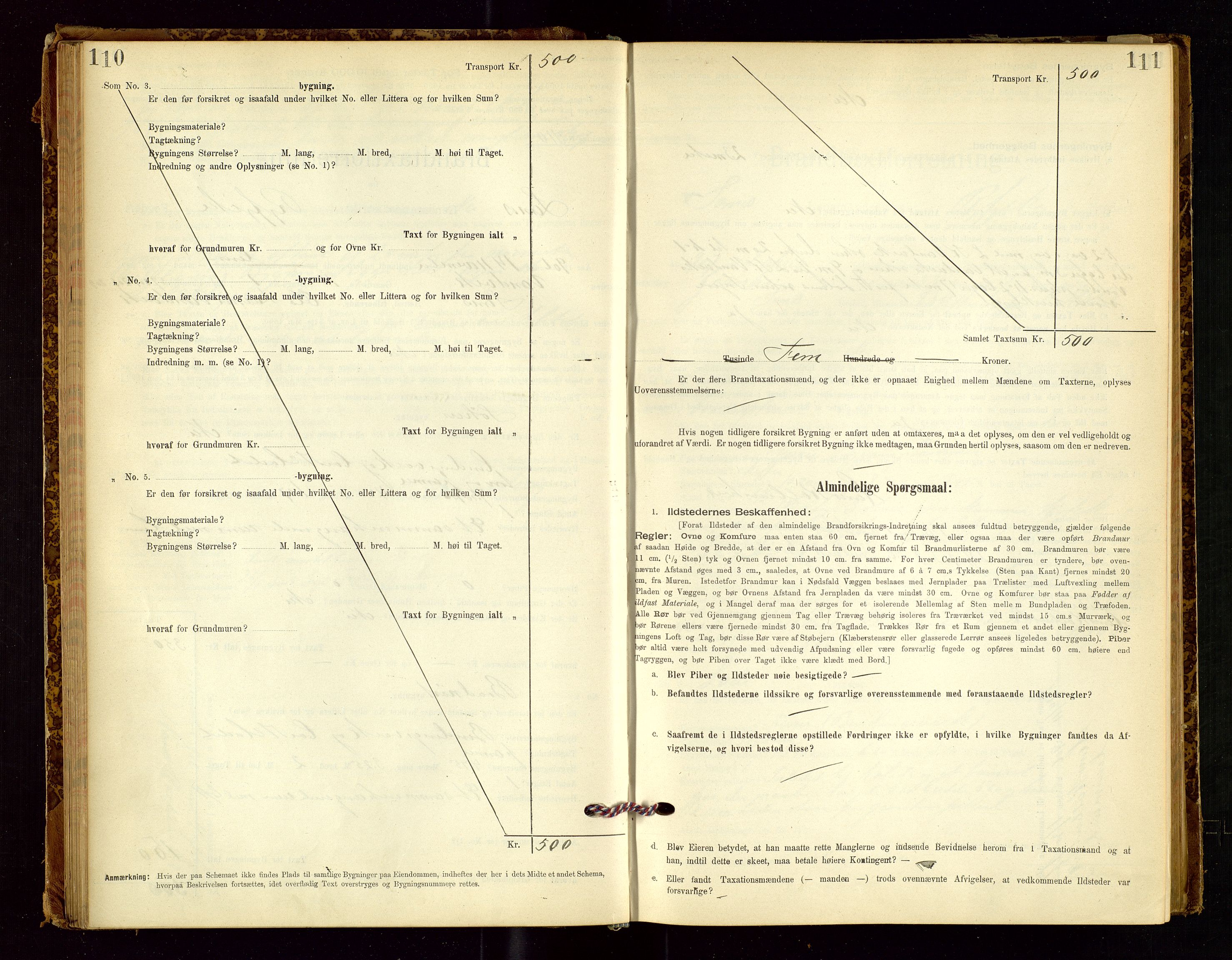 Sand lensmannskontor, AV/SAST-A-100415/Goc/L0001: "Brandtaxationsprotokol", 1895-1935, s. 110-111