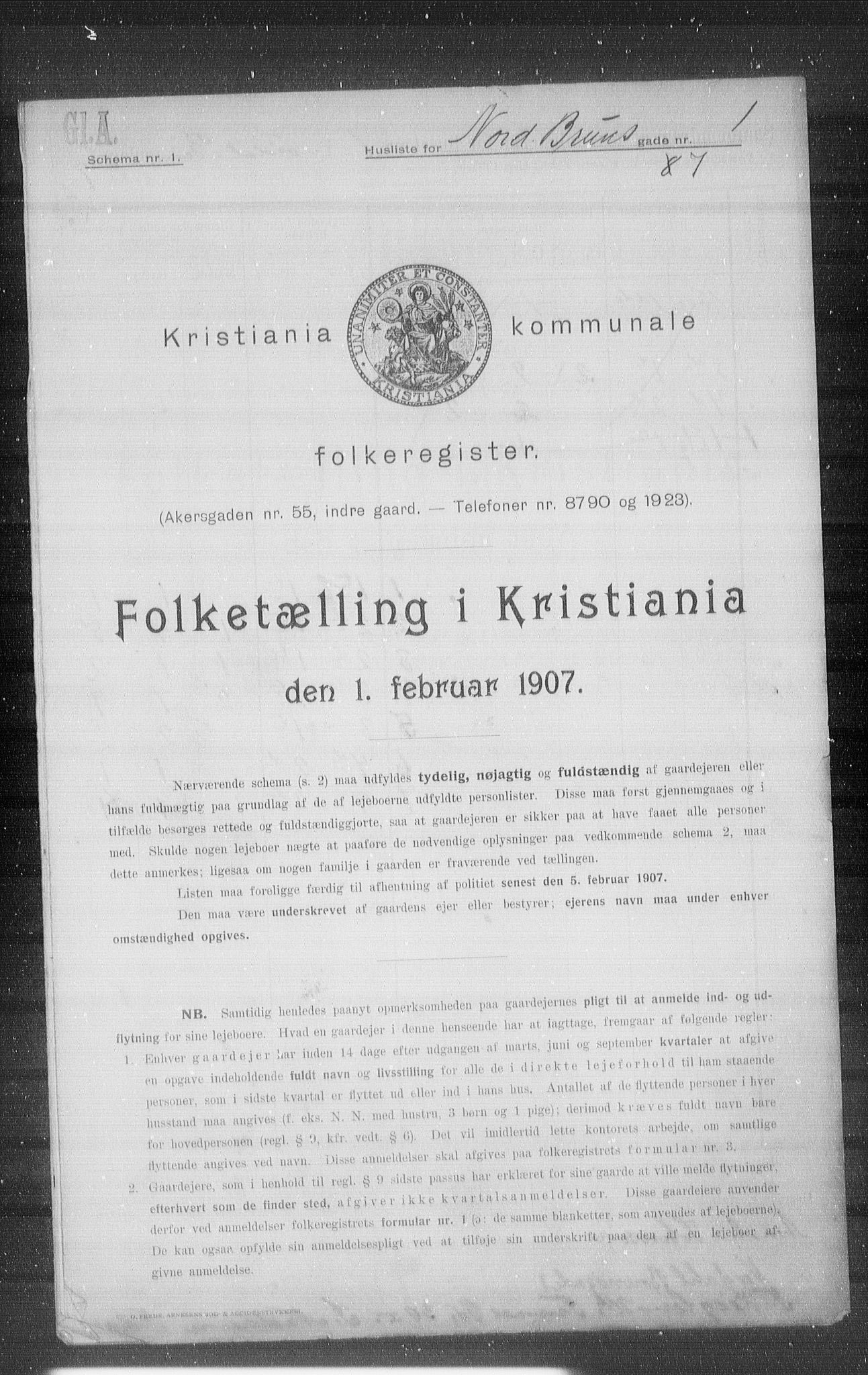 OBA, Kommunal folketelling 1.2.1907 for Kristiania kjøpstad, 1907, s. 36962