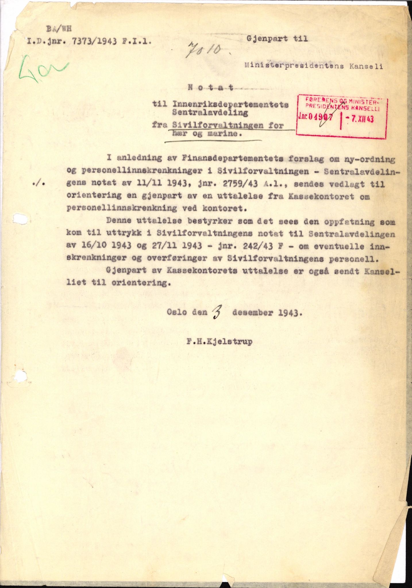 Forsvaret, Forsvarets krigshistoriske avdeling, AV/RA-RAFA-2017/Y/Yf/L0206: II-C-11-2120  -  Kapitulasjonen 7. juni 1940.  Okkupasjonstiden., 1940-1945, s. 407