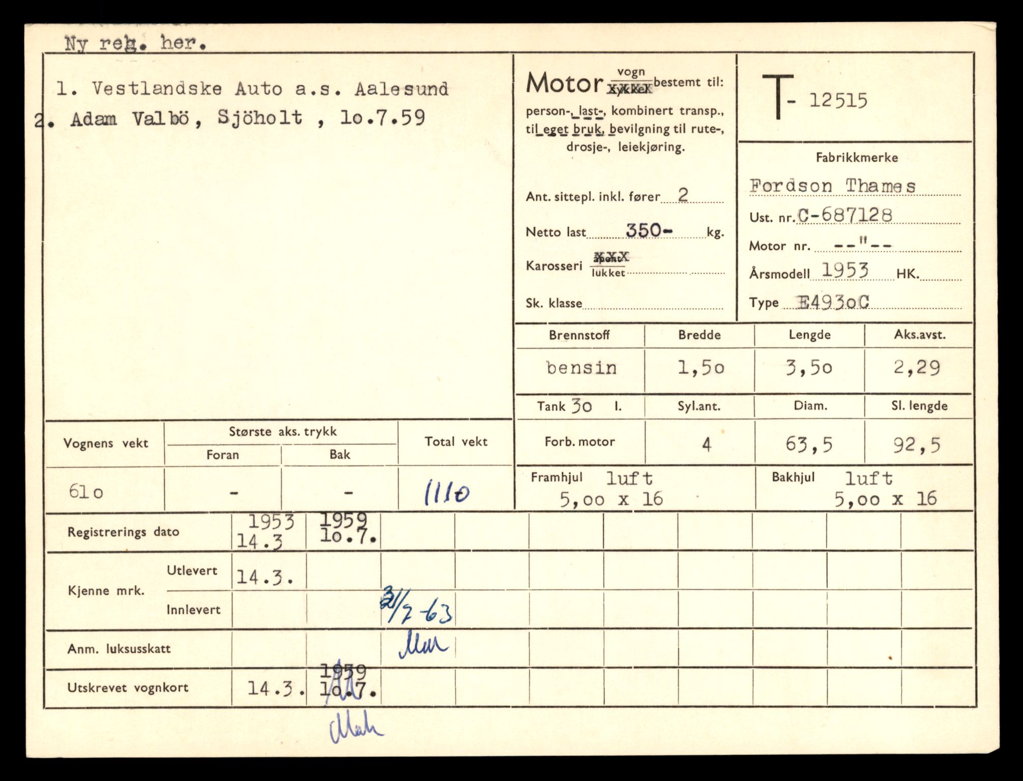 Møre og Romsdal vegkontor - Ålesund trafikkstasjon, AV/SAT-A-4099/F/Fe/L0034: Registreringskort for kjøretøy T 12500 - T 12652, 1927-1998, s. 272