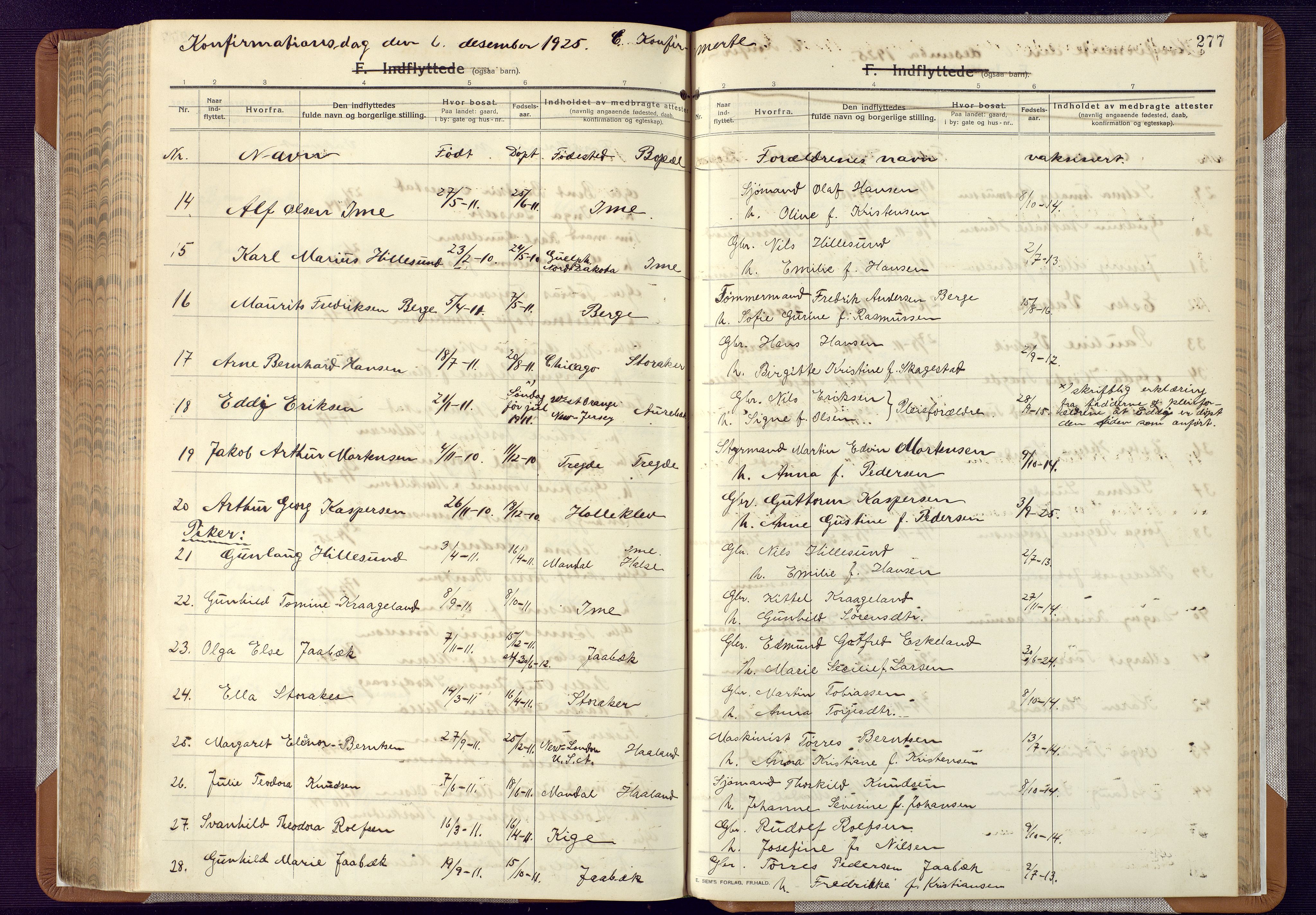 Mandal sokneprestkontor, AV/SAK-1111-0030/F/Fa/Faa/L0022: Ministerialbok nr. A 22, 1913-1925, s. 277