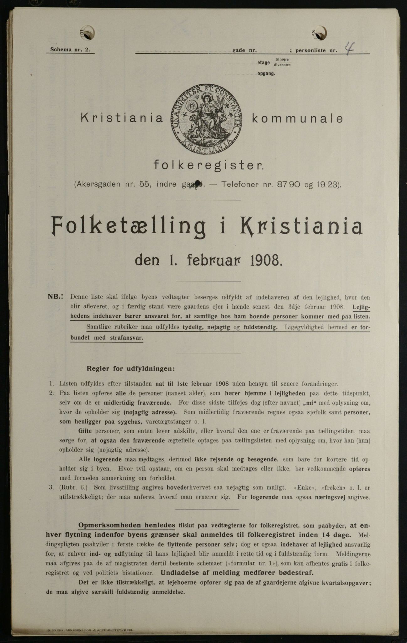 OBA, Kommunal folketelling 1.2.1908 for Kristiania kjøpstad, 1908, s. 47146