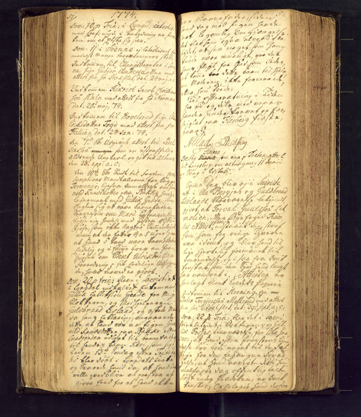 Flesberg kirkebøker, AV/SAKO-A-18/F/Fa/L0002: Ministerialbok nr. I 2, 1726-1747, s. 51-52