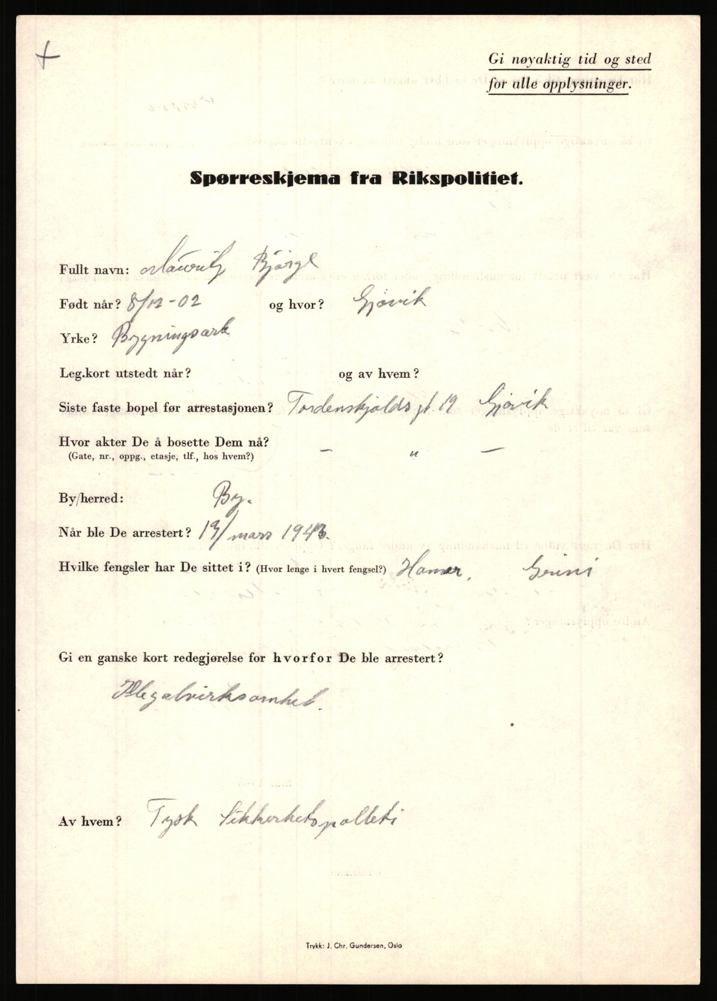 Rikspolitisjefen, AV/RA-S-1560/L/L0002: Berg, Alf - Bråthen, Thorleif, 1940-1945, s. 529