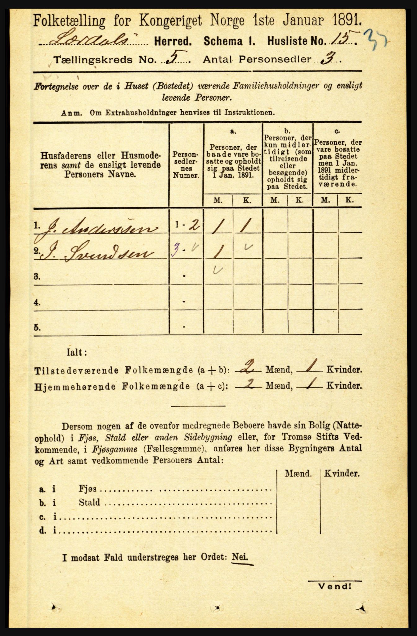 RA, Folketelling 1891 for 1422 Lærdal herred, 1891, s. 38