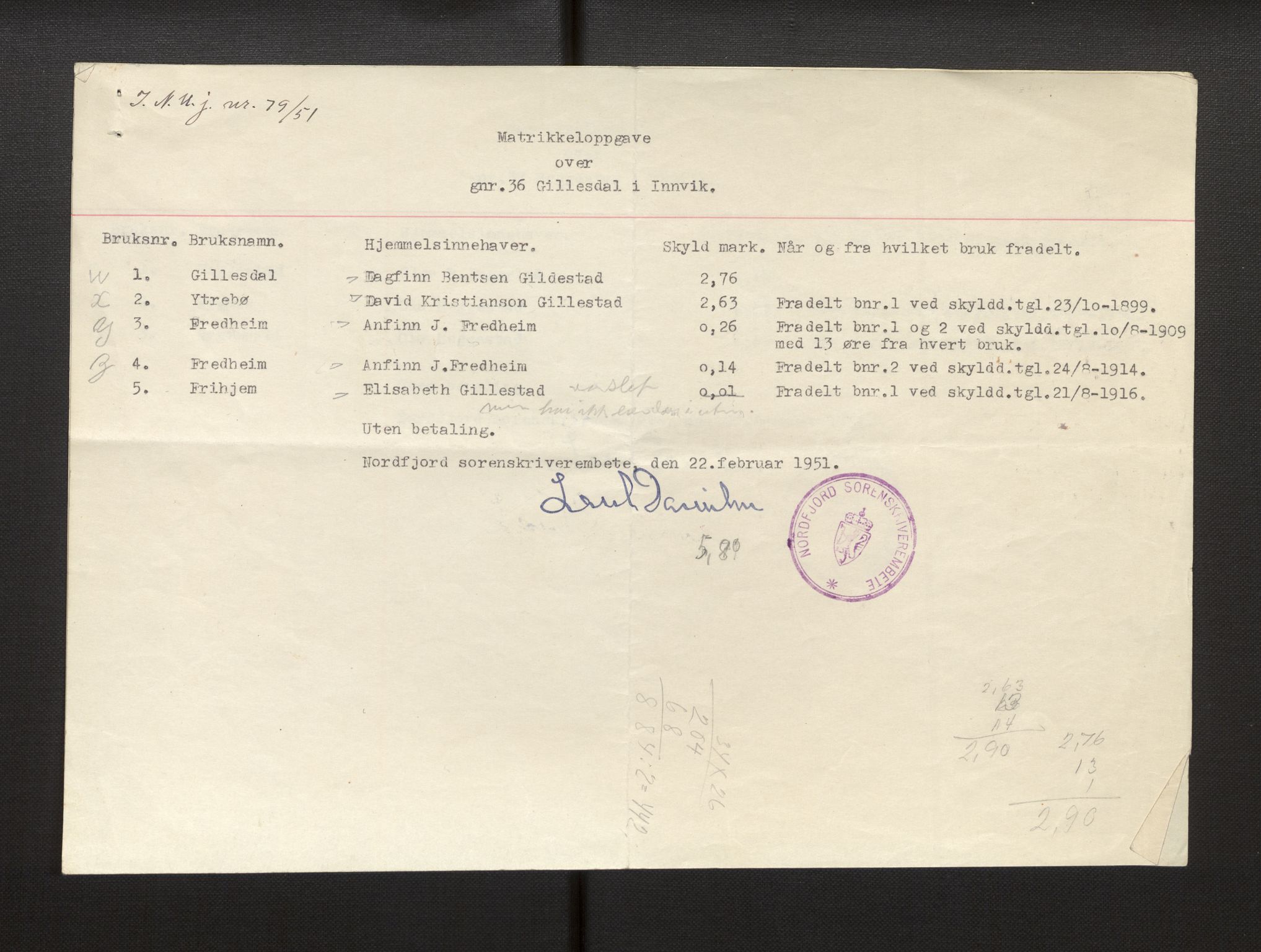 Sogn og Fjordane jordskiftedøme - I Nordfjord jordskiftedistrikt, AV/SAB-A-6001/B/L0099: Jordskiftedokument, 1943-1954, s. 11