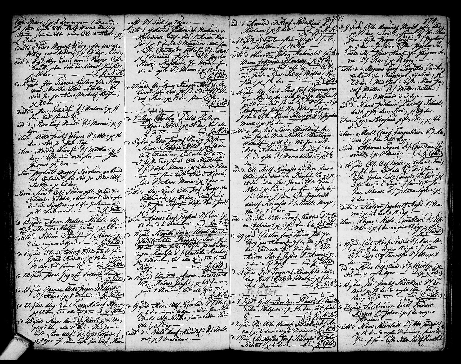 Kongsberg kirkebøker, SAKO/A-22/F/Fa/L0003: Ministerialbok nr. I 3, 1744-1755, s. 174