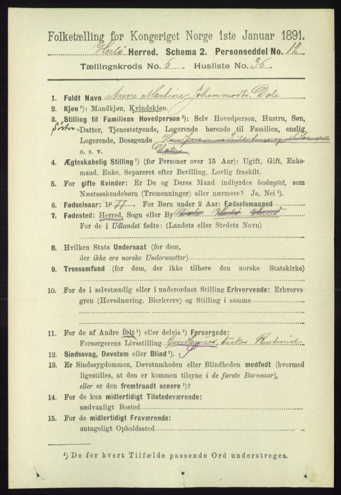 RA, Folketelling 1891 for 1258 Herdla herred, 1891, s. 2883