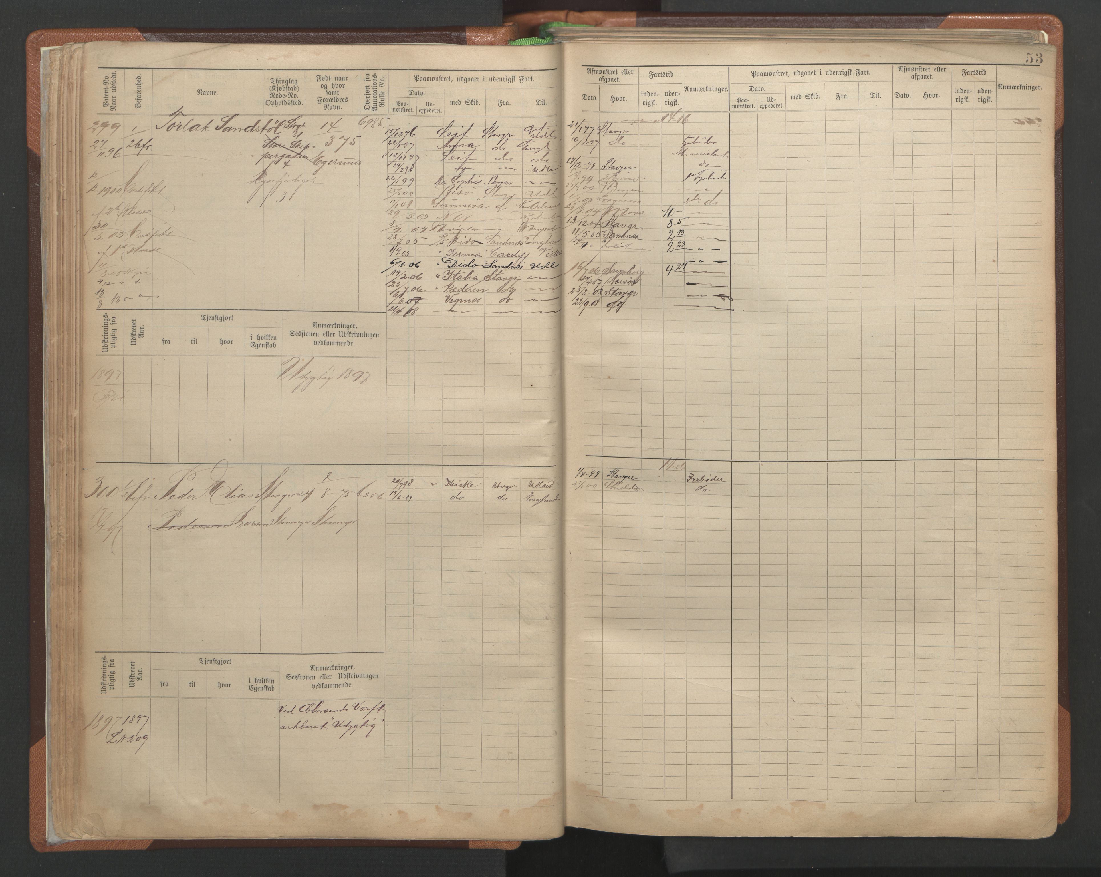 Stavanger sjømannskontor, AV/SAST-A-102006/F/Fe/L0002: Maskinist- og fyrbøterrulle, patentnr. 195-781, 1893-1922, s. 57