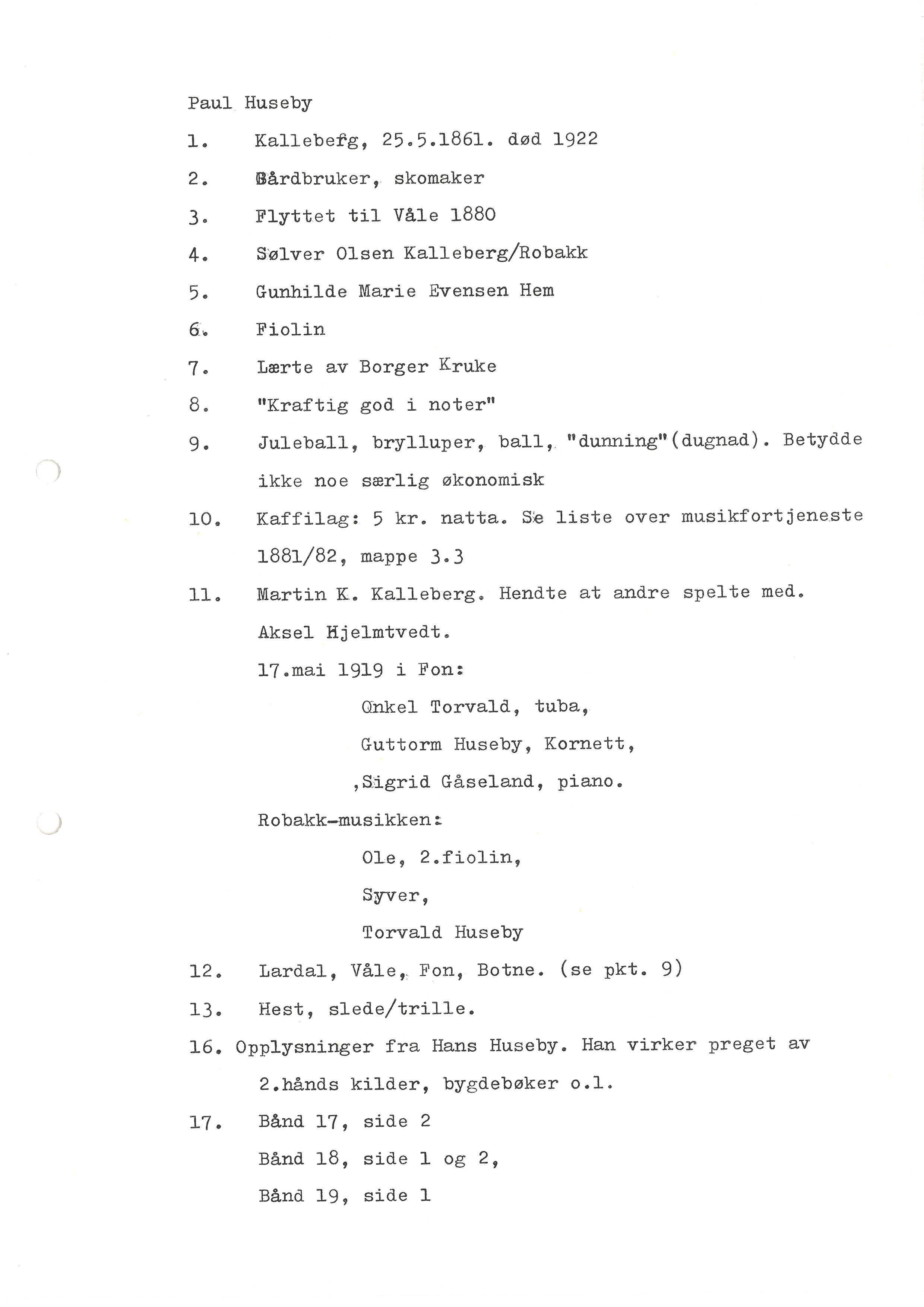 Sa 16 - Folkemusikk fra Vestfold, Gjerdesamlingen, VEMU/A-1868/I/L0001: Informantregister med intervjunedtegnelser, 1979-1986