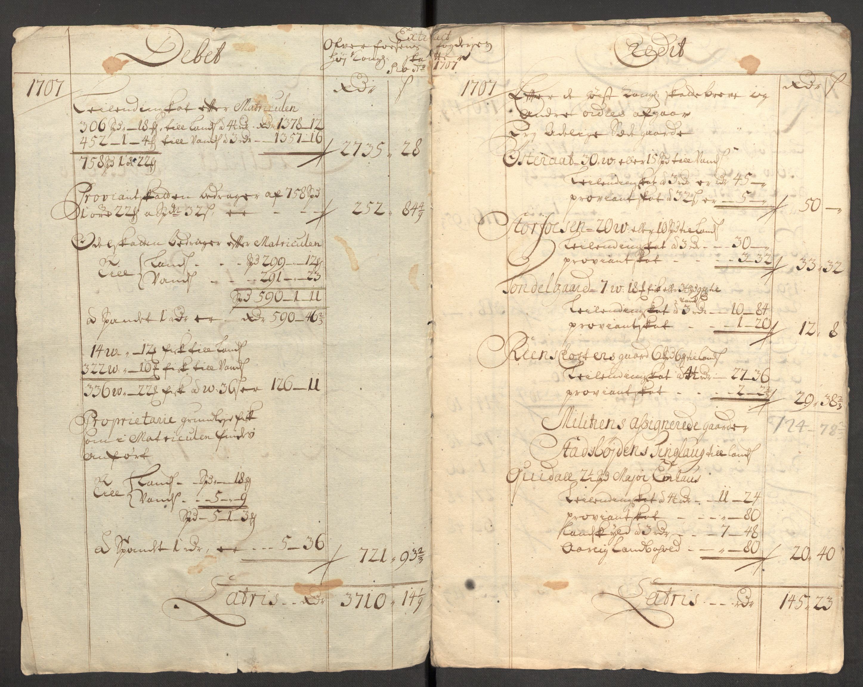 Rentekammeret inntil 1814, Reviderte regnskaper, Fogderegnskap, RA/EA-4092/R57/L3857: Fogderegnskap Fosen, 1706-1707, s. 272
