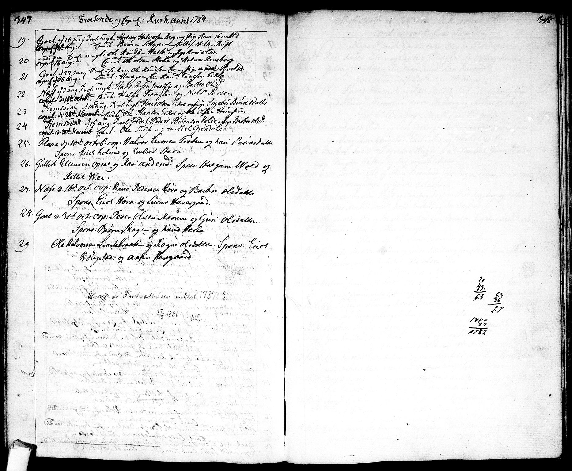 Nes kirkebøker, SAKO/A-236/F/Fa/L0004: Ministerialbok nr. 4, 1764-1786, s. 347-348
