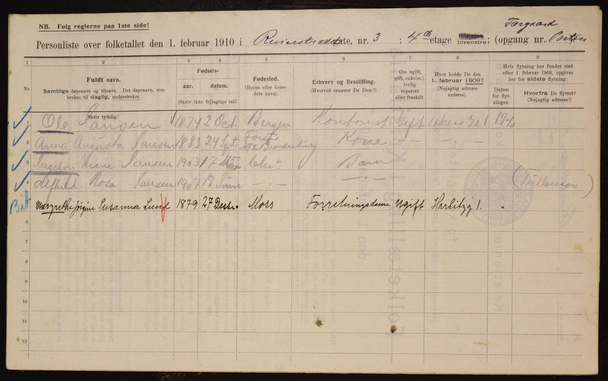 OBA, Kommunal folketelling 1.2.1910 for Kristiania, 1910, s. 79208