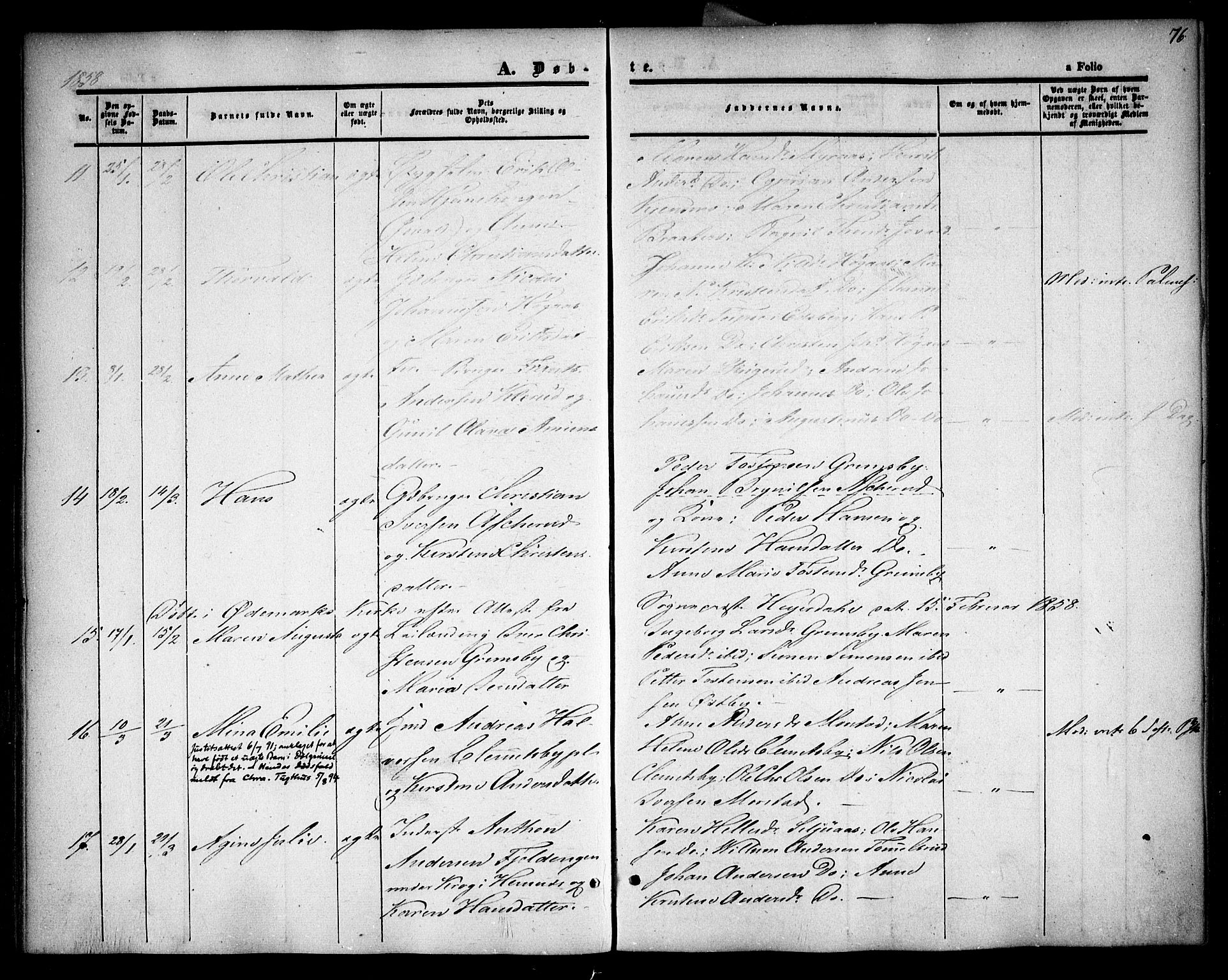 Rødenes prestekontor Kirkebøker, AV/SAO-A-2005/F/Fa/L0006: Ministerialbok nr. I 6, 1850-1859, s. 76