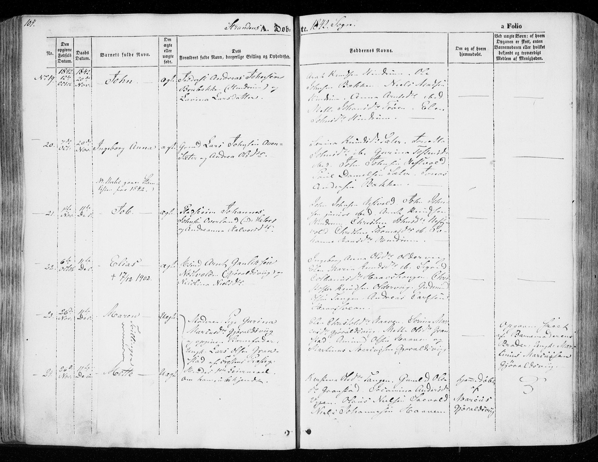 Ministerialprotokoller, klokkerbøker og fødselsregistre - Nord-Trøndelag, SAT/A-1458/701/L0007: Ministerialbok nr. 701A07 /2, 1842-1854, s. 104