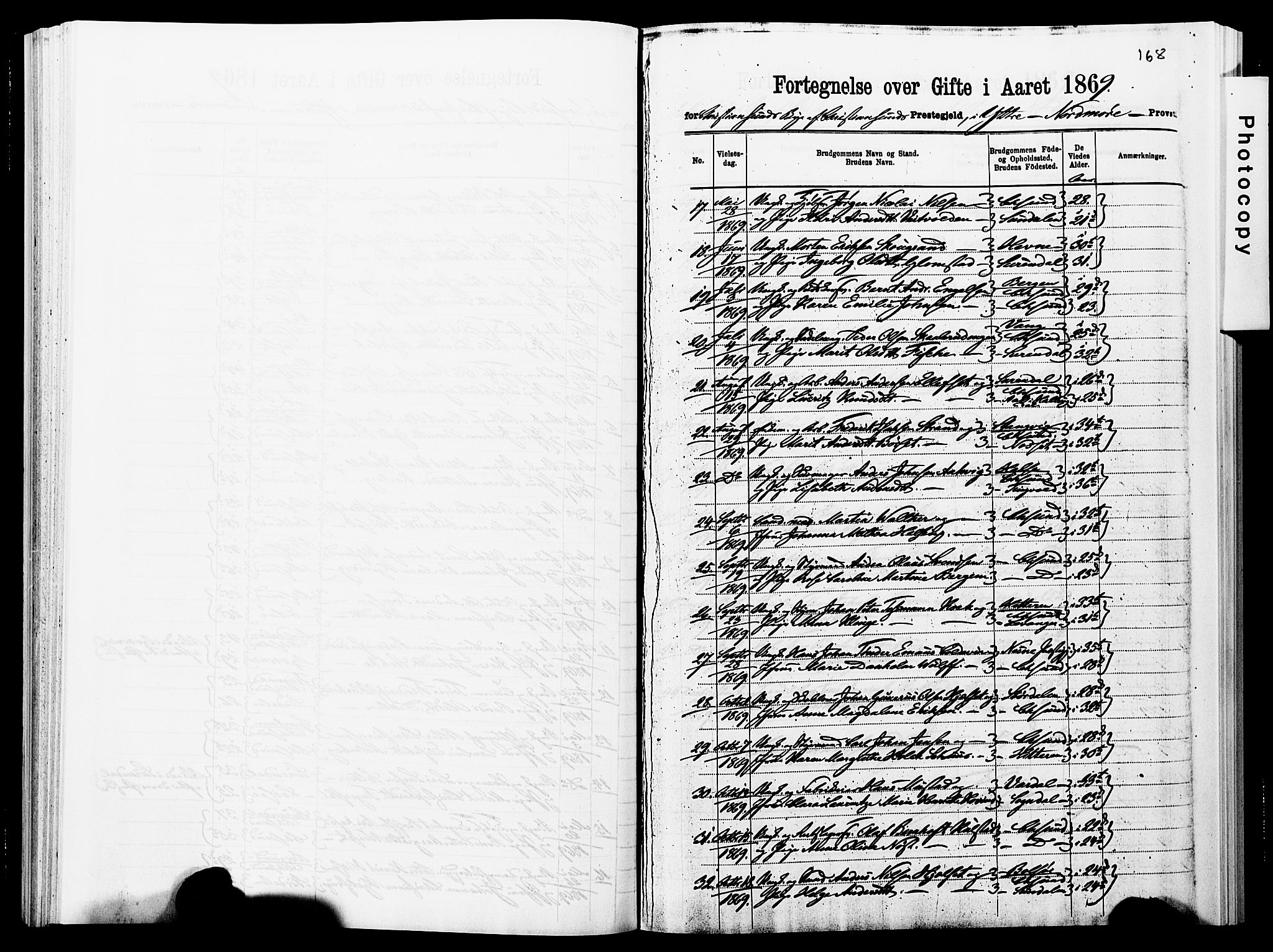 Ministerialprotokoller, klokkerbøker og fødselsregistre - Møre og Romsdal, SAT/A-1454/572/L0857: Ministerialbok nr. 572D01, 1866-1872, s. 168