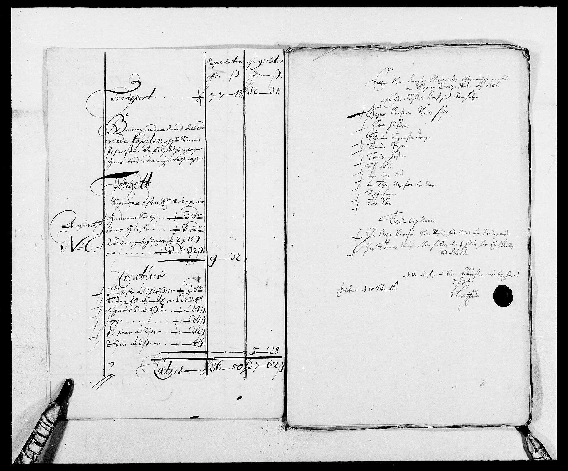 Rentekammeret inntil 1814, Reviderte regnskaper, Fogderegnskap, AV/RA-EA-4092/R13/L0823: Fogderegnskap Solør, Odal og Østerdal, 1686, s. 252