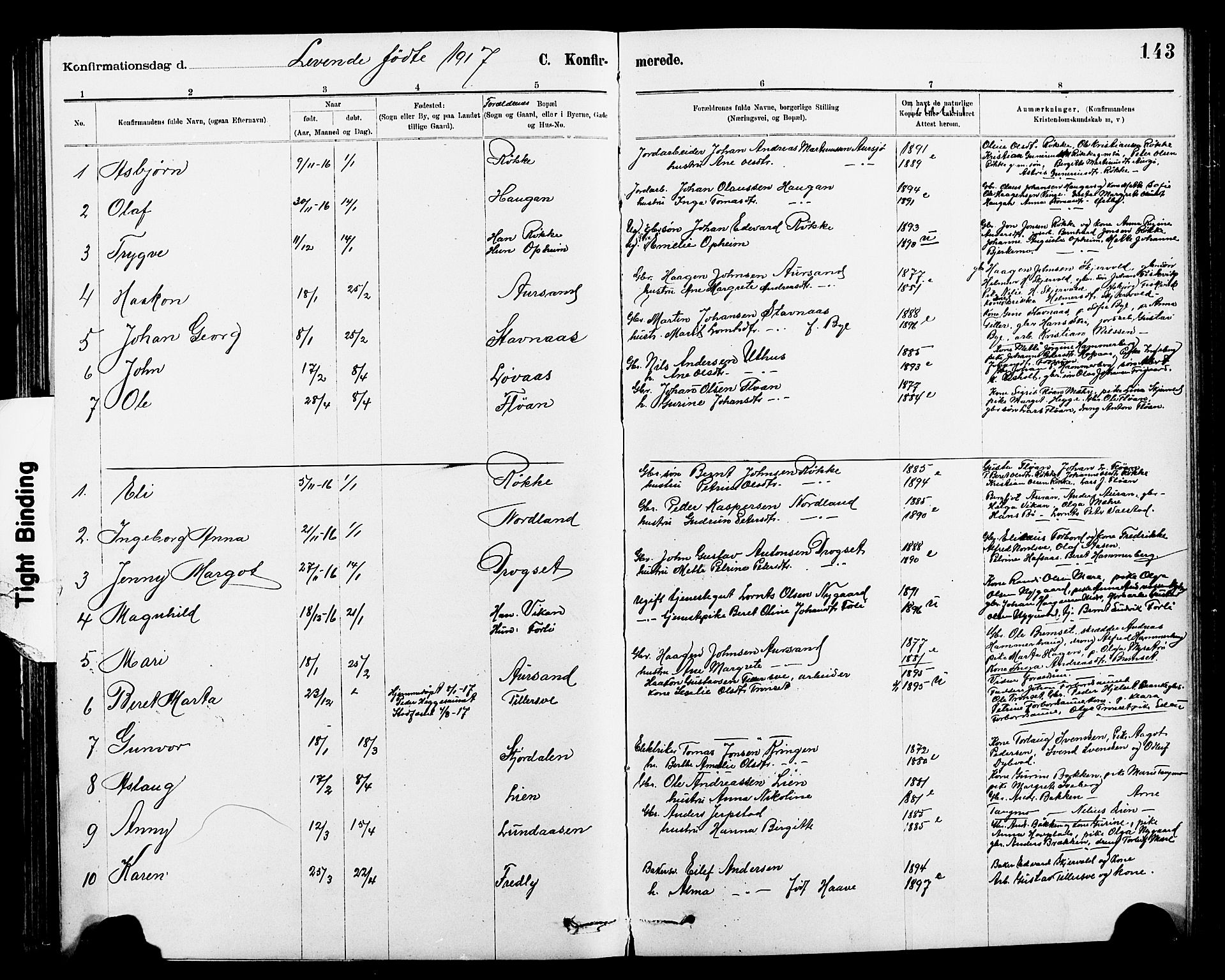 Ministerialprotokoller, klokkerbøker og fødselsregistre - Nord-Trøndelag, SAT/A-1458/712/L0103: Klokkerbok nr. 712C01, 1878-1917, s. 143