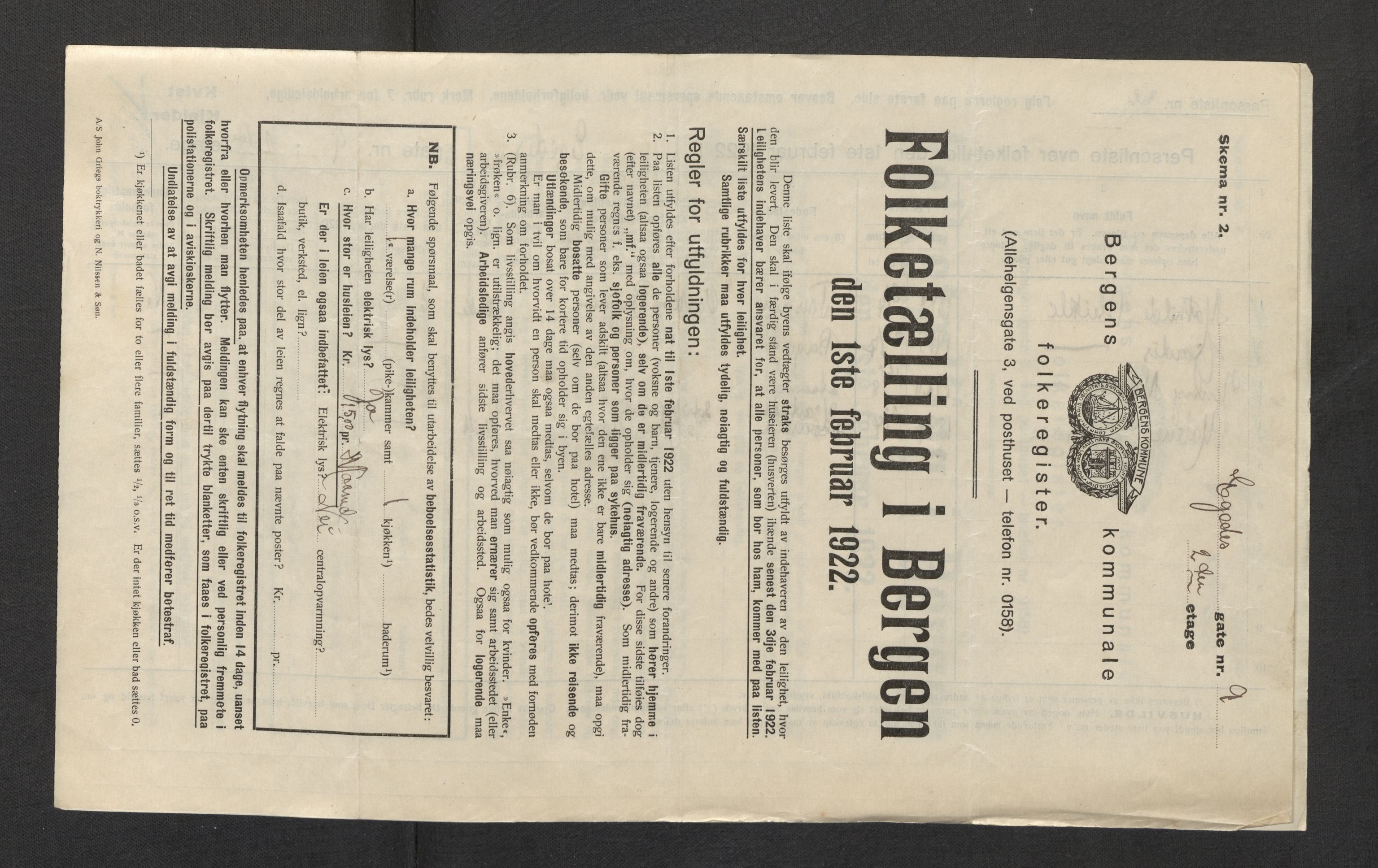 SAB, Kommunal folketelling 1922 for Bergen kjøpstad, 1922, s. 6519