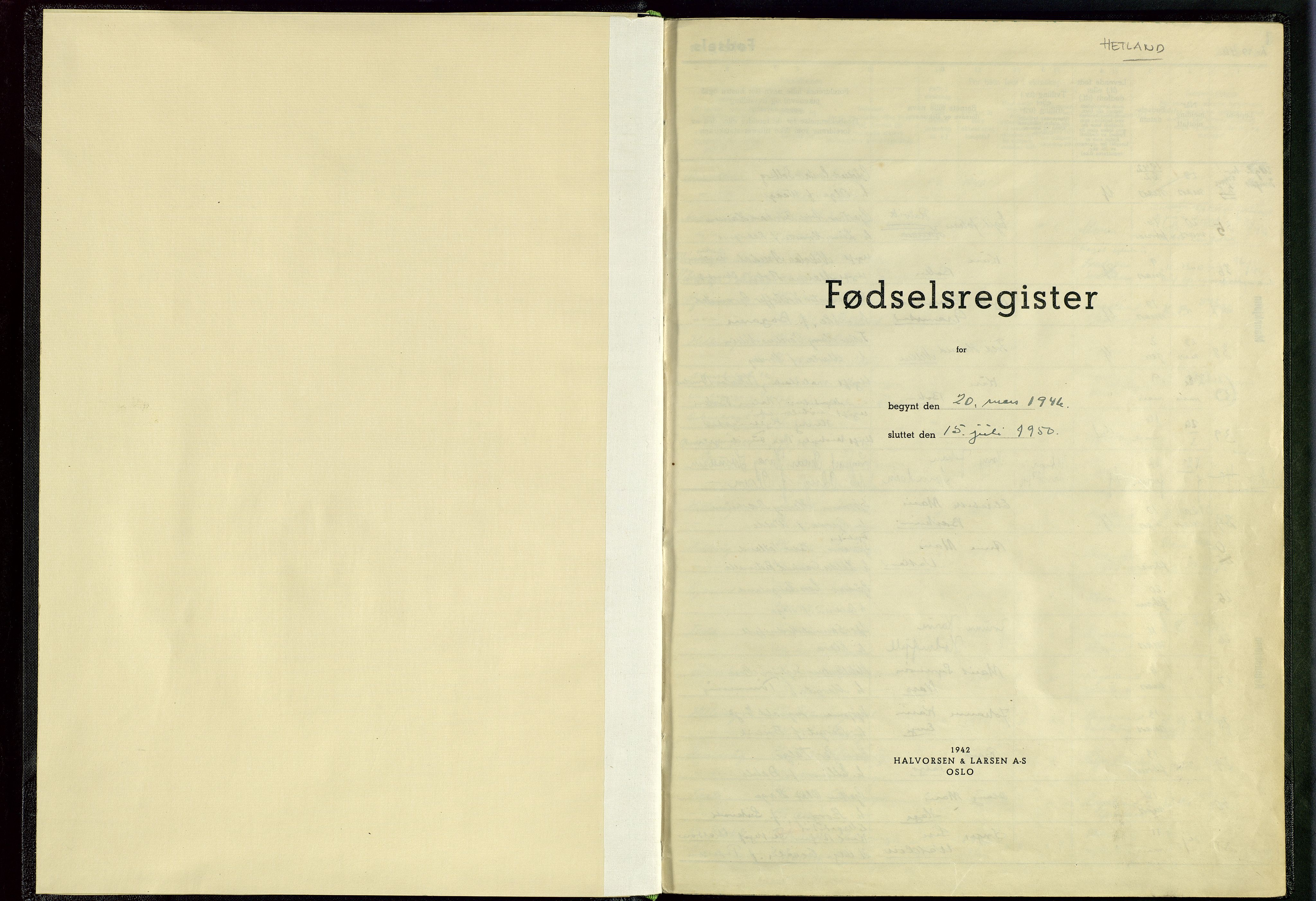Hetland sokneprestkontor, AV/SAST-A-101826/70/704BA/L0006: Fødselsregister nr. 6, 1946-1950