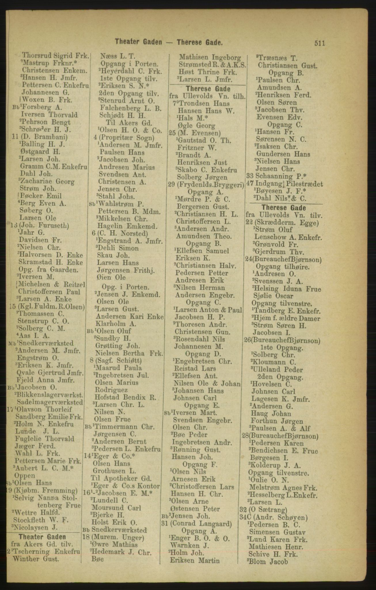 Kristiania/Oslo adressebok, PUBL/-, 1888, s. 511
