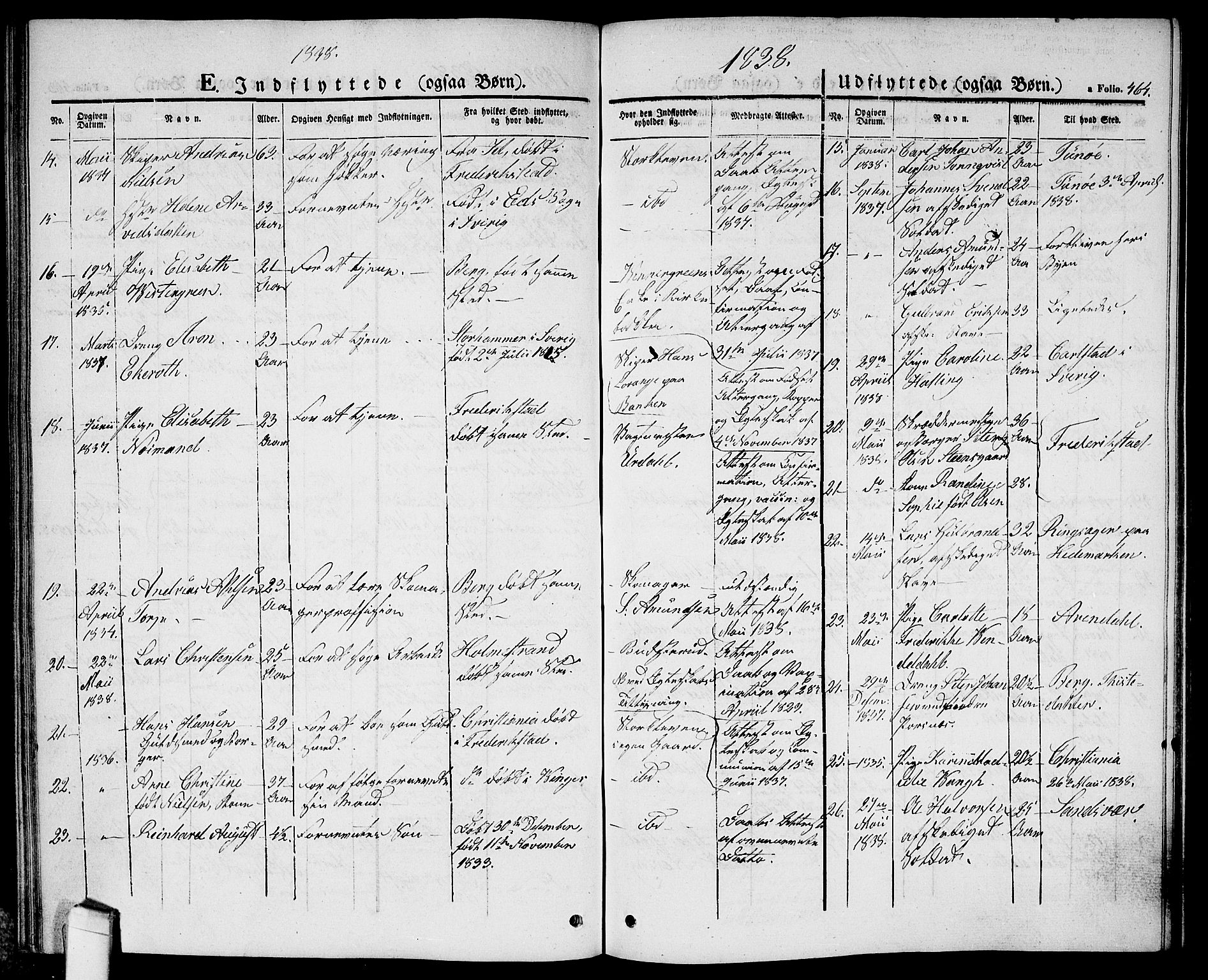 Halden prestekontor Kirkebøker, AV/SAO-A-10909/G/Ga/L0003: Klokkerbok nr. 3, 1834-1844, s. 464