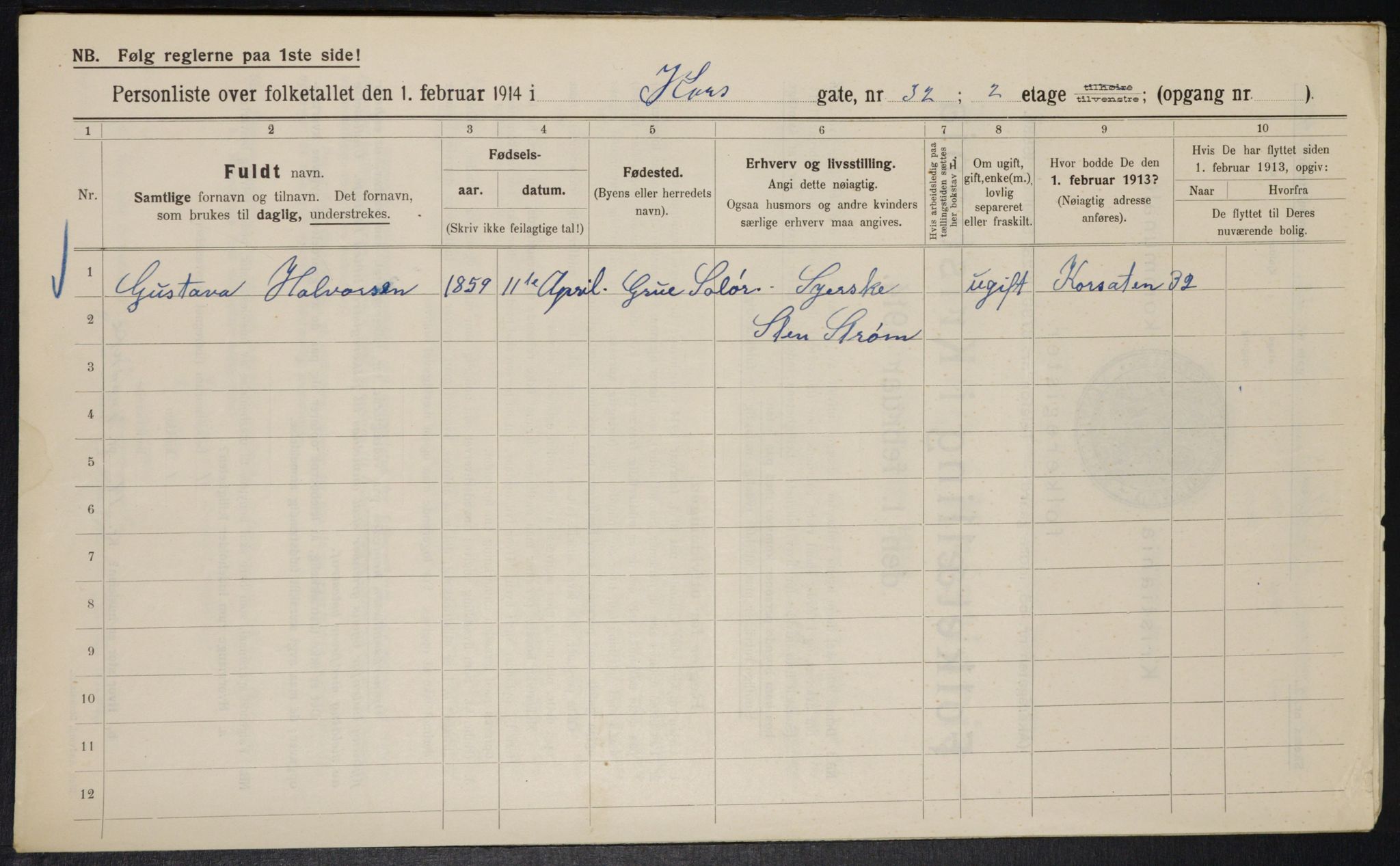 OBA, Kommunal folketelling 1.2.1914 for Kristiania, 1914, s. 53816