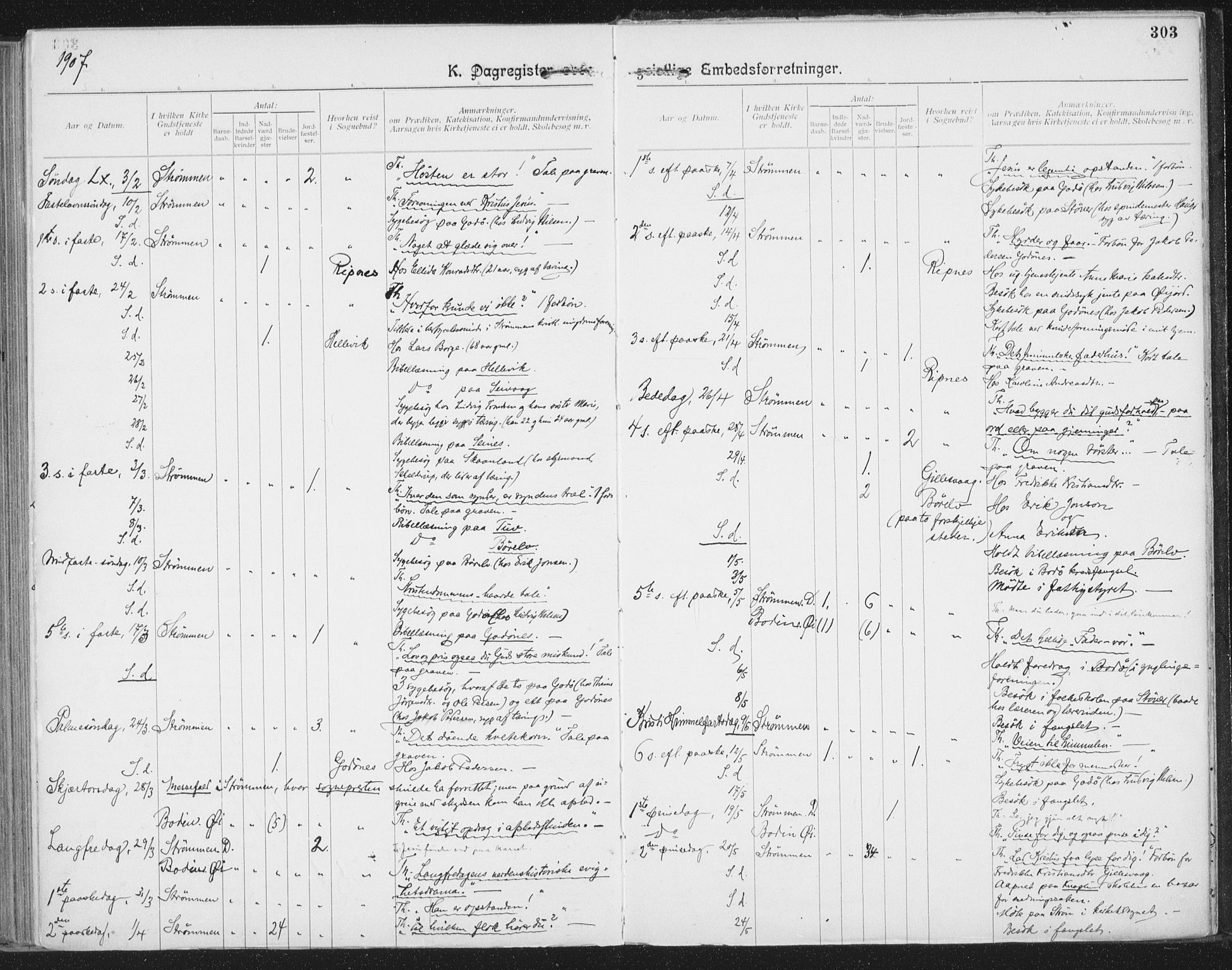 Ministerialprotokoller, klokkerbøker og fødselsregistre - Nordland, SAT/A-1459/804/L0081: Ministerialbok nr. 804A02, 1901-1915, s. 303