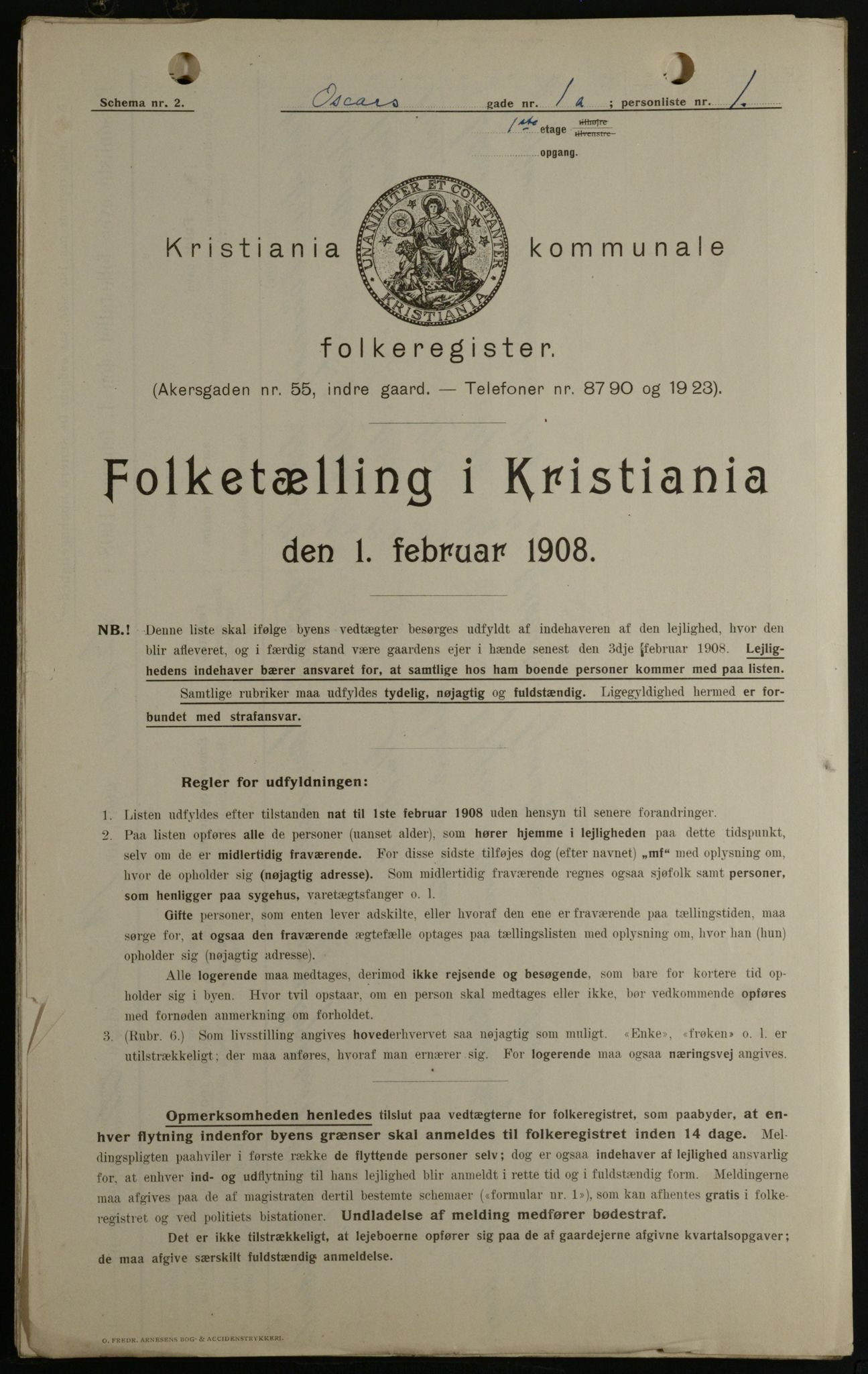 OBA, Kommunal folketelling 1.2.1908 for Kristiania kjøpstad, 1908, s. 68156