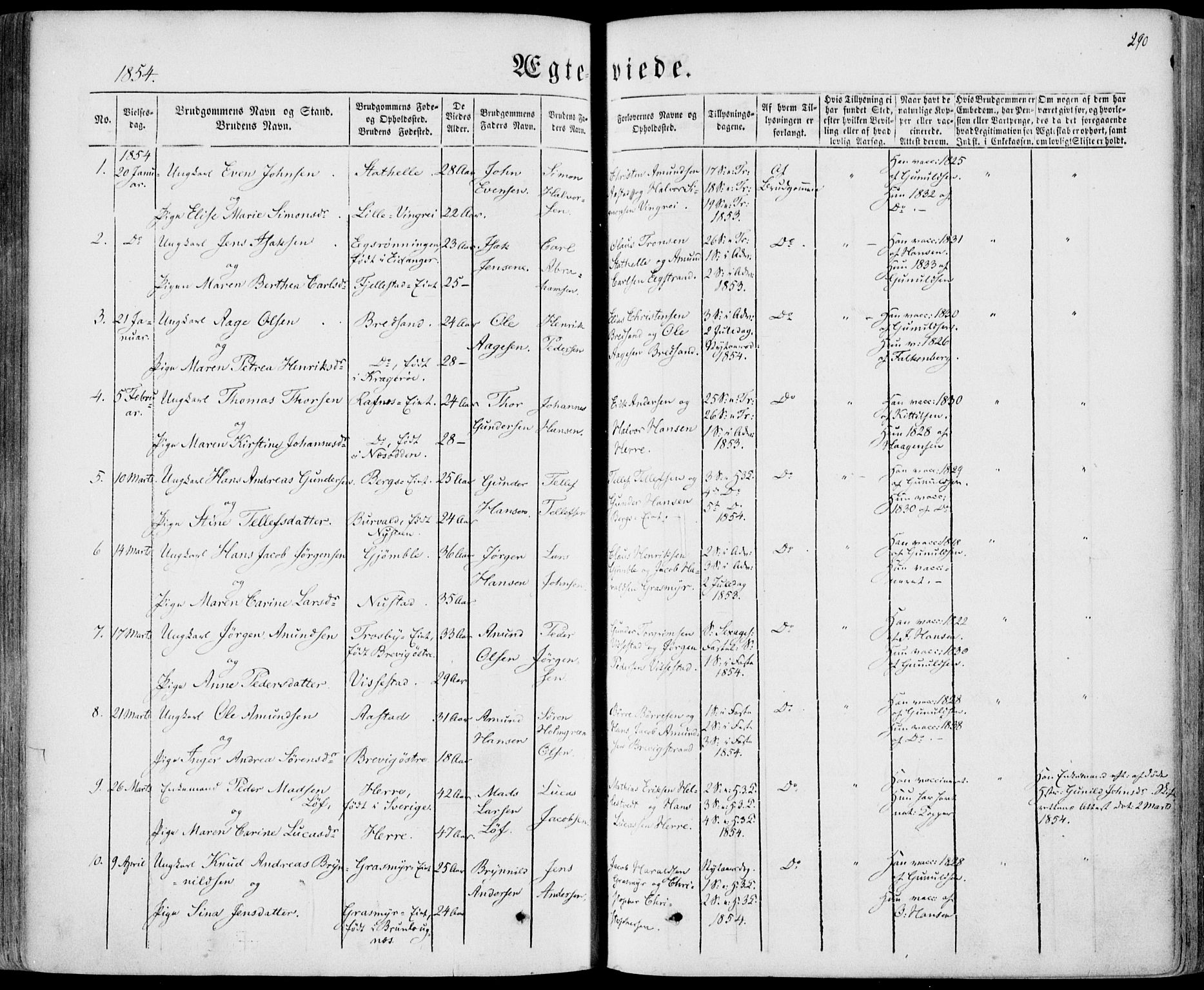 Bamble kirkebøker, AV/SAKO-A-253/F/Fa/L0005: Ministerialbok nr. I 5, 1854-1869, s. 290