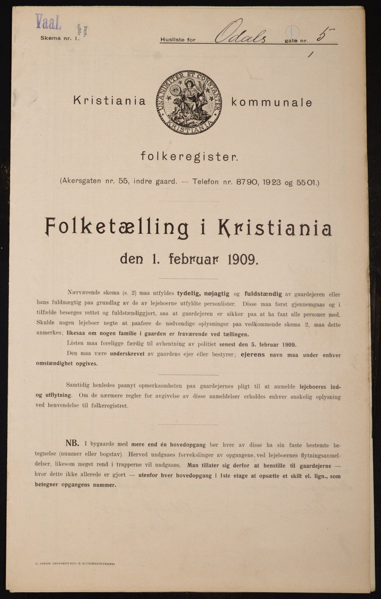 OBA, Kommunal folketelling 1.2.1909 for Kristiania kjøpstad, 1909, s. 67402