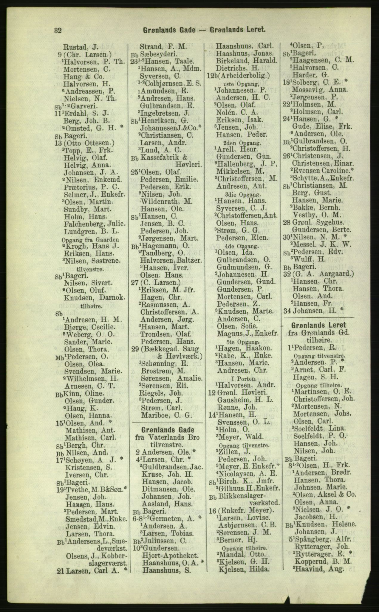 Kristiania/Oslo adressebok, PUBL/-, 1884, s. 32