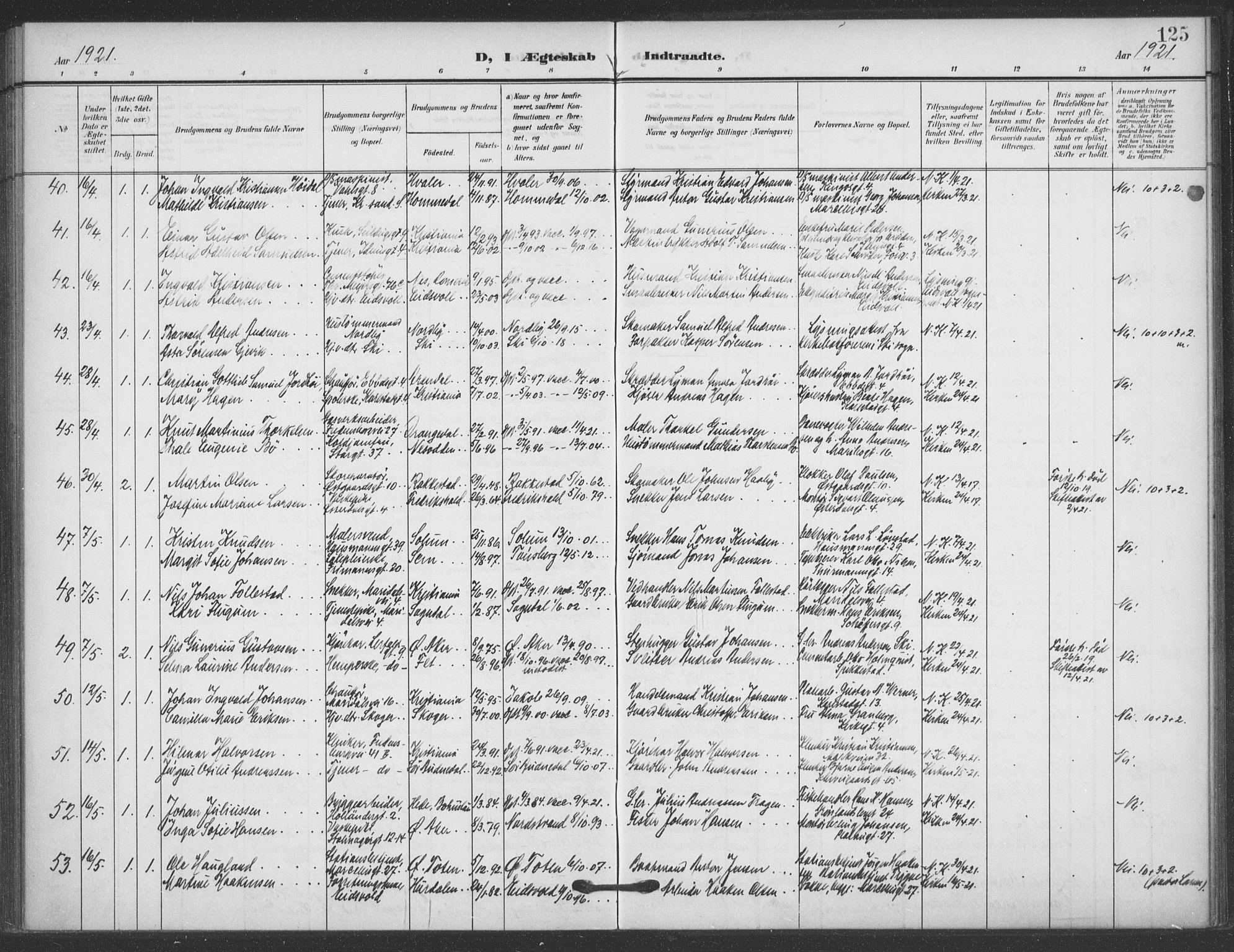 Jakob prestekontor Kirkebøker, AV/SAO-A-10850/F/Fa/L0010: Ministerialbok nr. 10, 1908-1922, s. 125