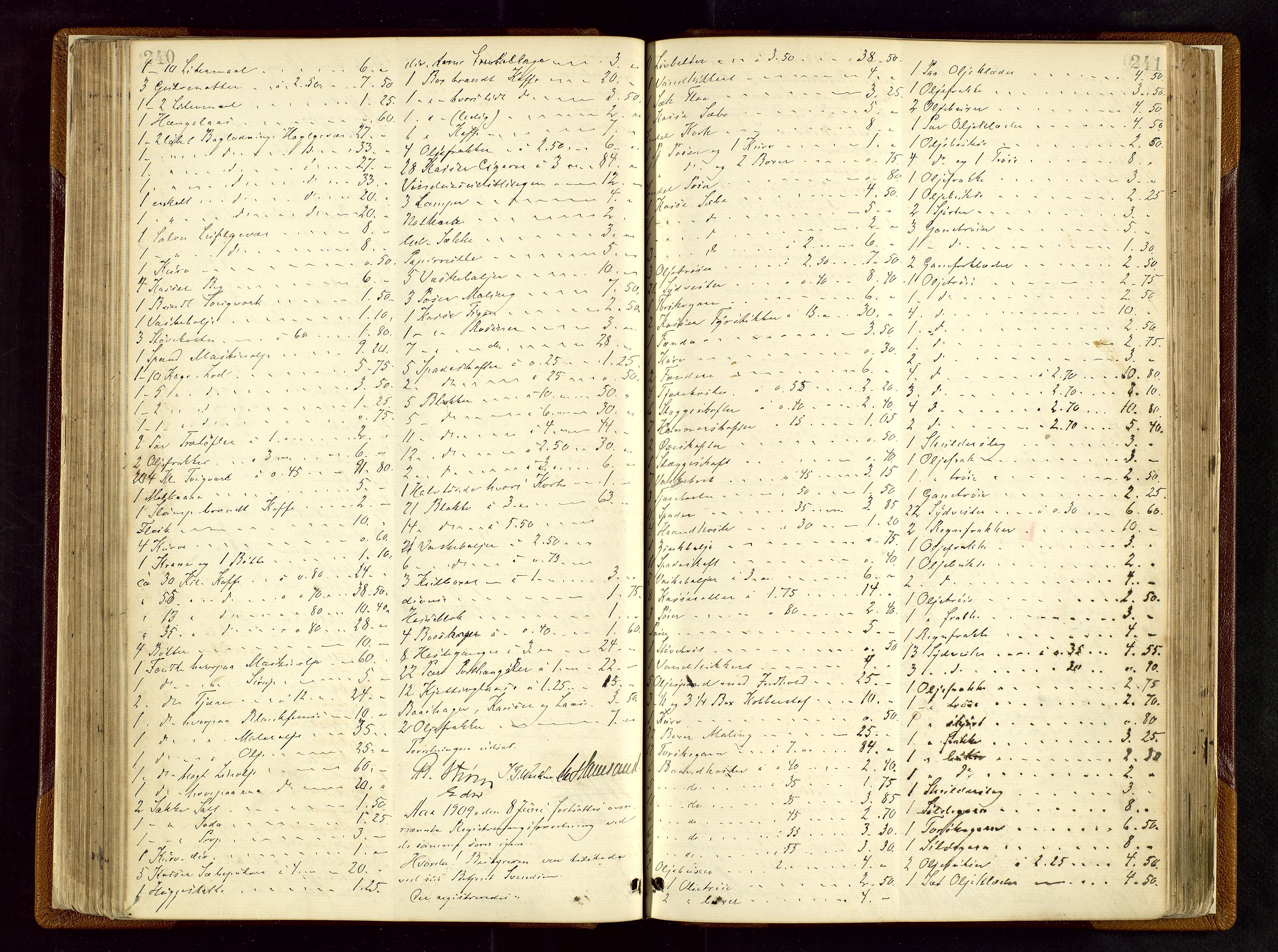 Haugesund tingrett, AV/SAST-A-101415/01/IV/IVB/L0003: Skifteregistreringsprotokoll, med register, 1898-1914, s. 240-241