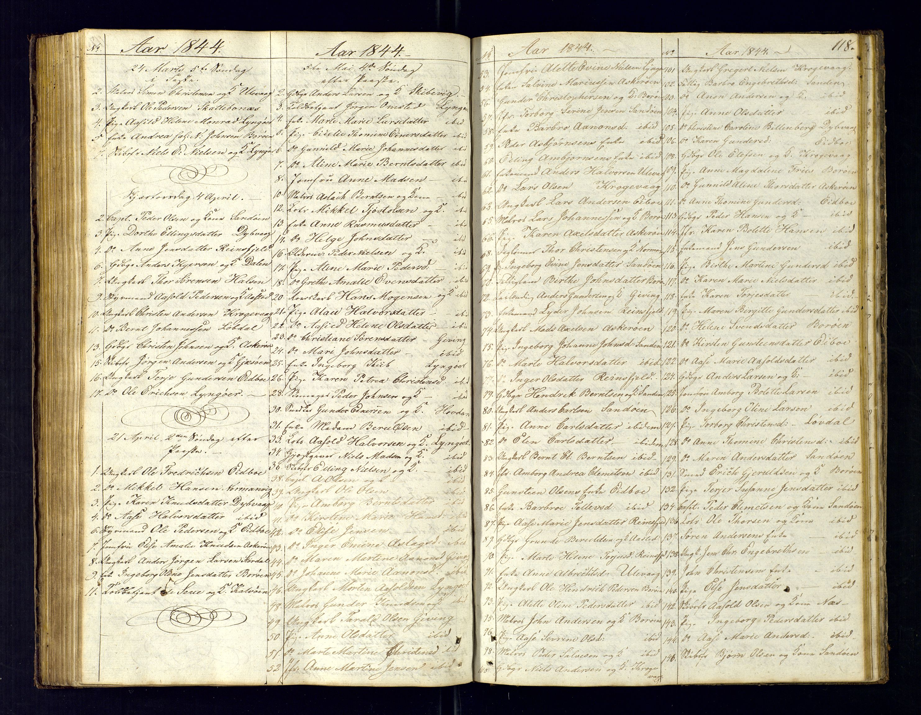 Dypvåg sokneprestkontor, AV/SAK-1111-0007/F/Fc/Fca/L0002: Kommunikantprotokoll nr. C-2, 1831-1848, s. 118