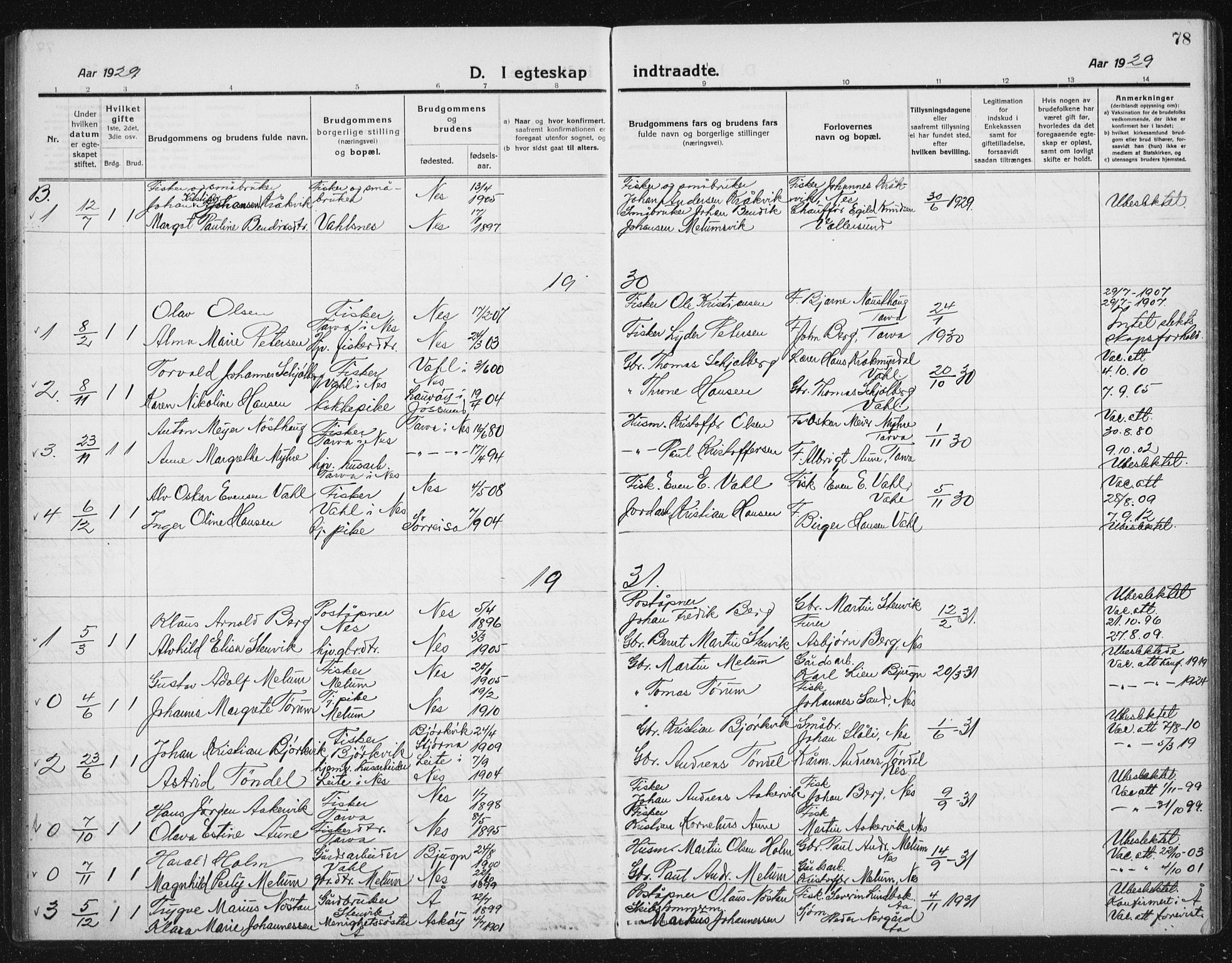 Ministerialprotokoller, klokkerbøker og fødselsregistre - Sør-Trøndelag, AV/SAT-A-1456/652/L0654: Klokkerbok nr. 652C02, 1910-1937, s. 78