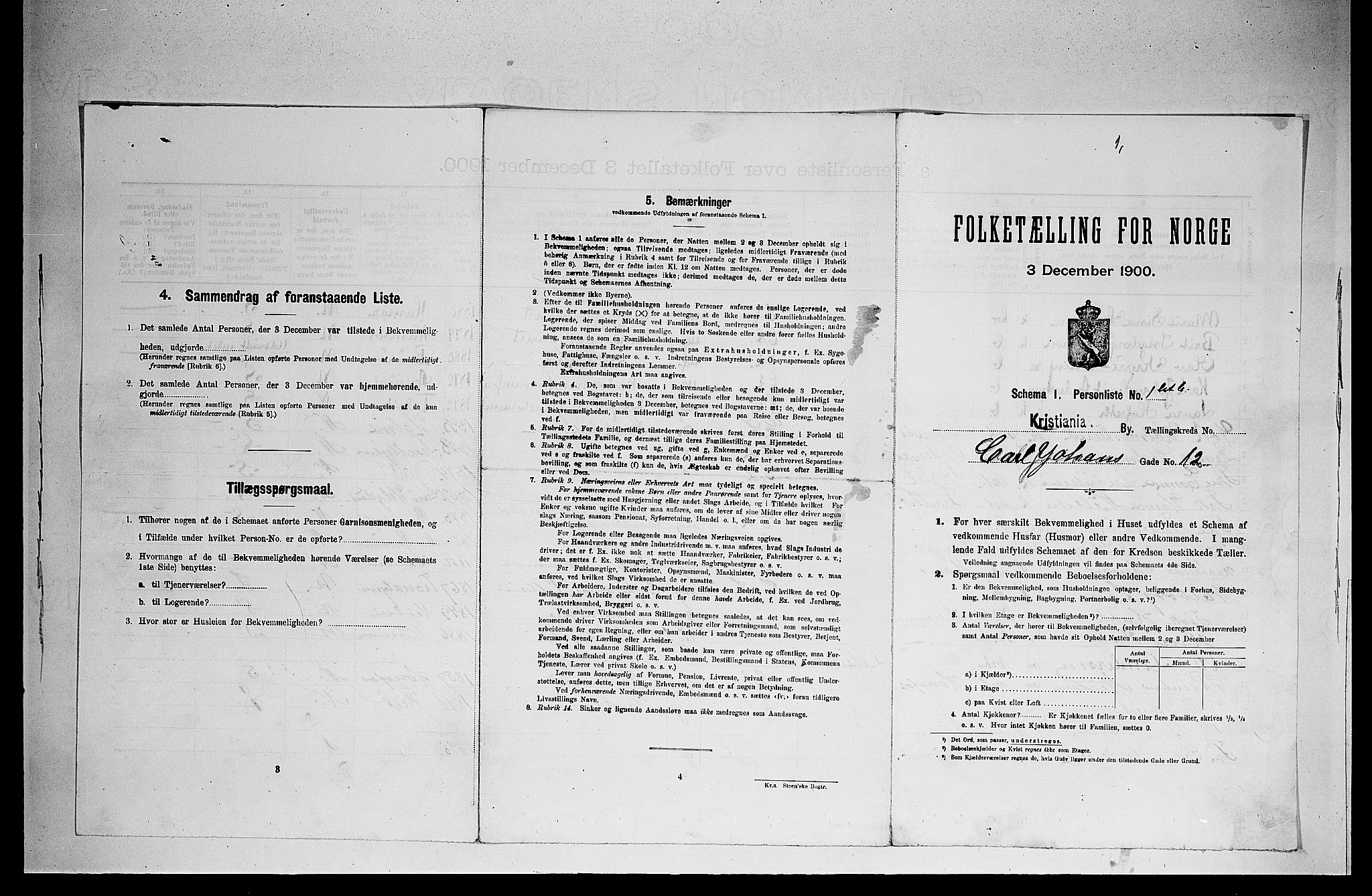 SAO, Folketelling 1900 for 0301 Kristiania kjøpstad, 1900, s. 11385