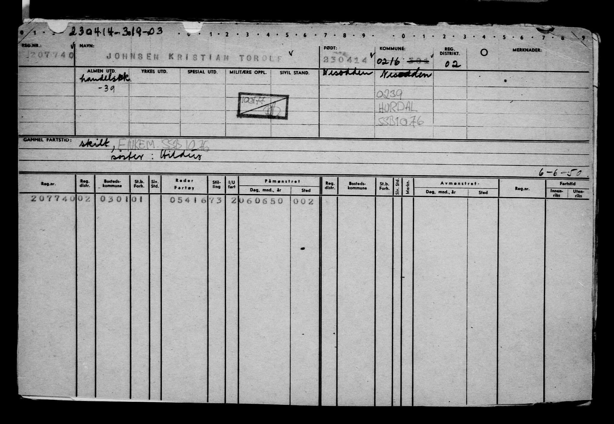 Direktoratet for sjømenn, AV/RA-S-3545/G/Gb/L0120: Hovedkort, 1914, s. 213