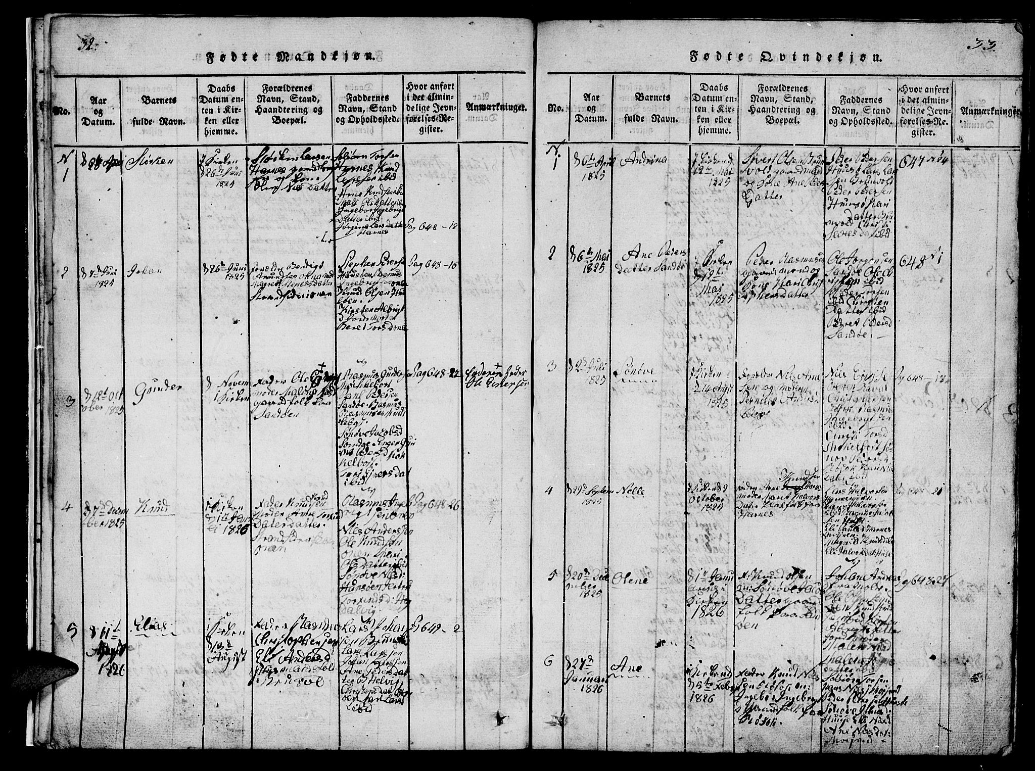 Ministerialprotokoller, klokkerbøker og fødselsregistre - Møre og Romsdal, AV/SAT-A-1454/561/L0731: Klokkerbok nr. 561C01, 1817-1867, s. 32-33