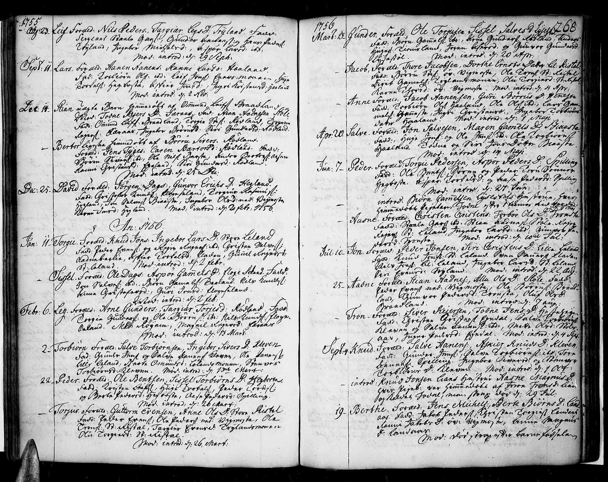 Sør-Audnedal sokneprestkontor, AV/SAK-1111-0039/F/Fa/Fab/L0001: Ministerialbok nr. A 1 /3, 1726-1783, s. 268