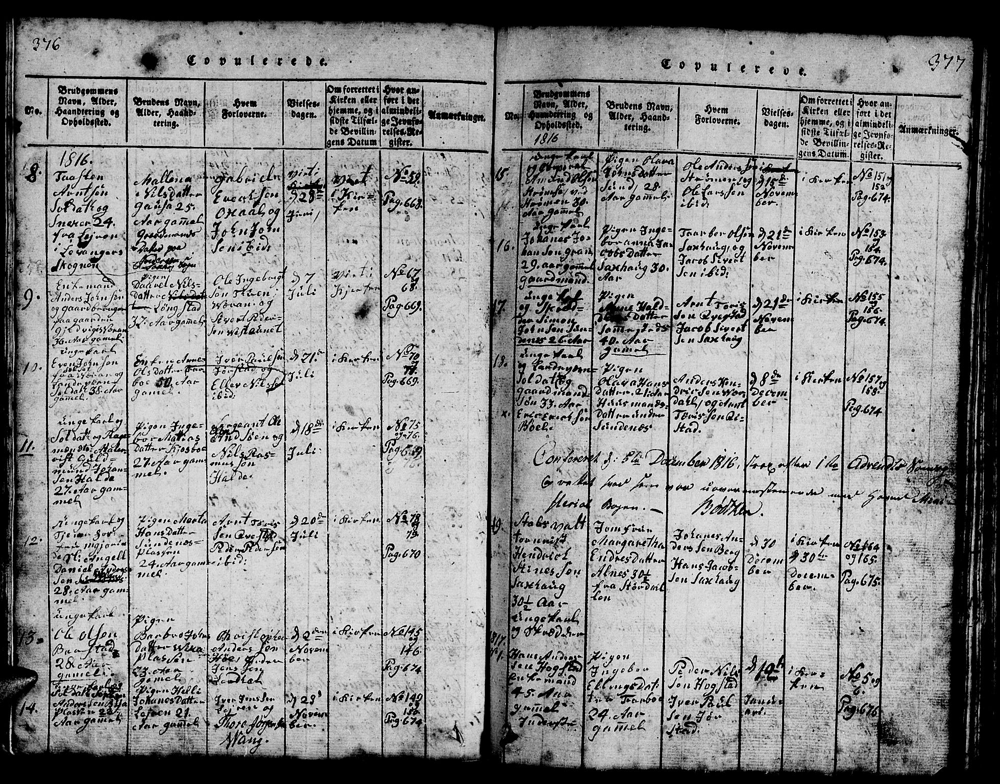 Ministerialprotokoller, klokkerbøker og fødselsregistre - Nord-Trøndelag, SAT/A-1458/730/L0298: Klokkerbok nr. 730C01, 1816-1849, s. 376-377