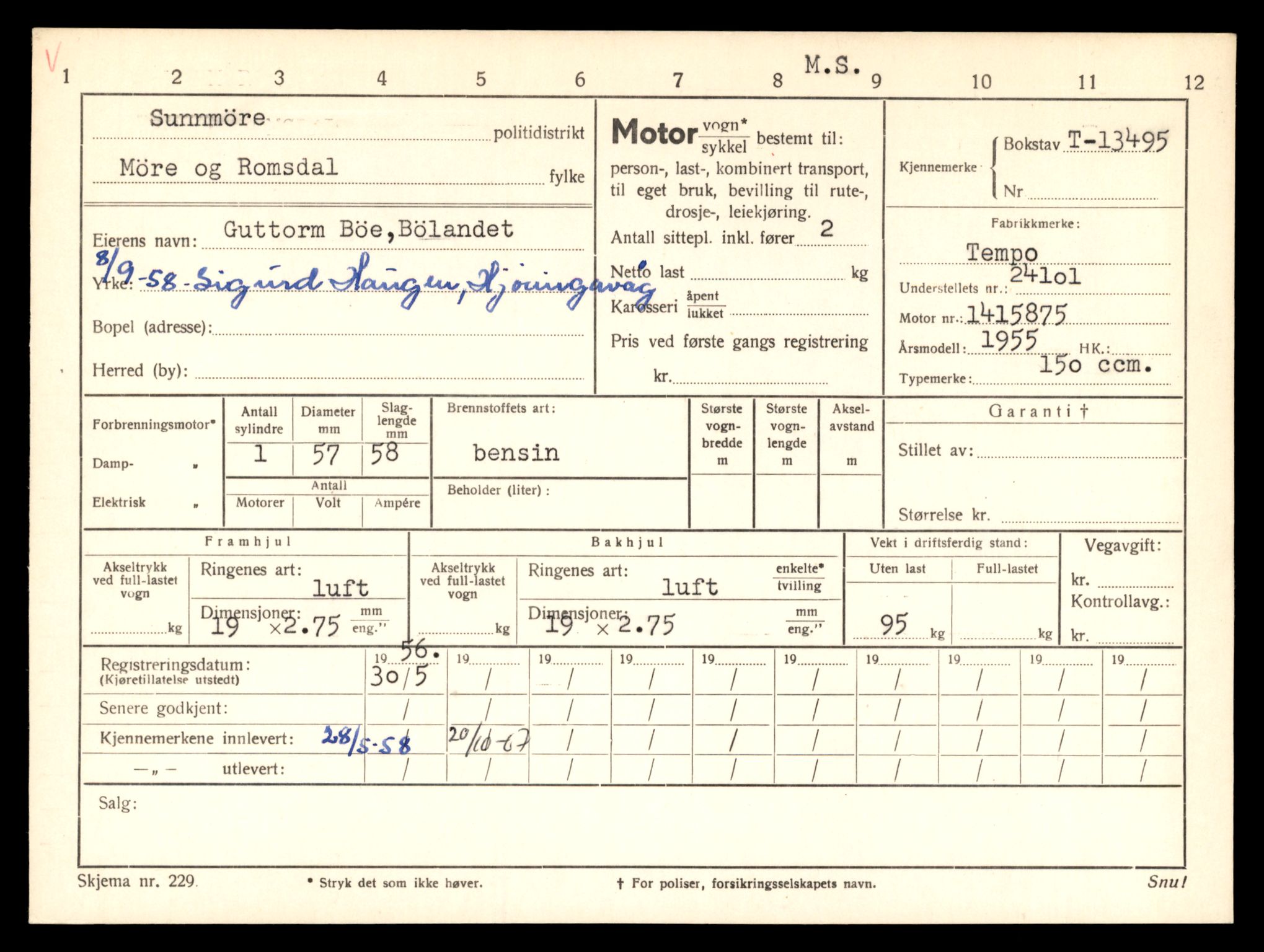 Møre og Romsdal vegkontor - Ålesund trafikkstasjon, AV/SAT-A-4099/F/Fe/L0039: Registreringskort for kjøretøy T 13361 - T 13530, 1927-1998, s. 2359