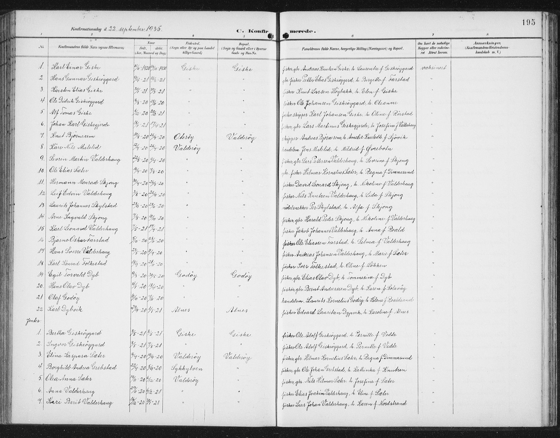 Ministerialprotokoller, klokkerbøker og fødselsregistre - Møre og Romsdal, SAT/A-1454/534/L0489: Klokkerbok nr. 534C01, 1899-1941, s. 195