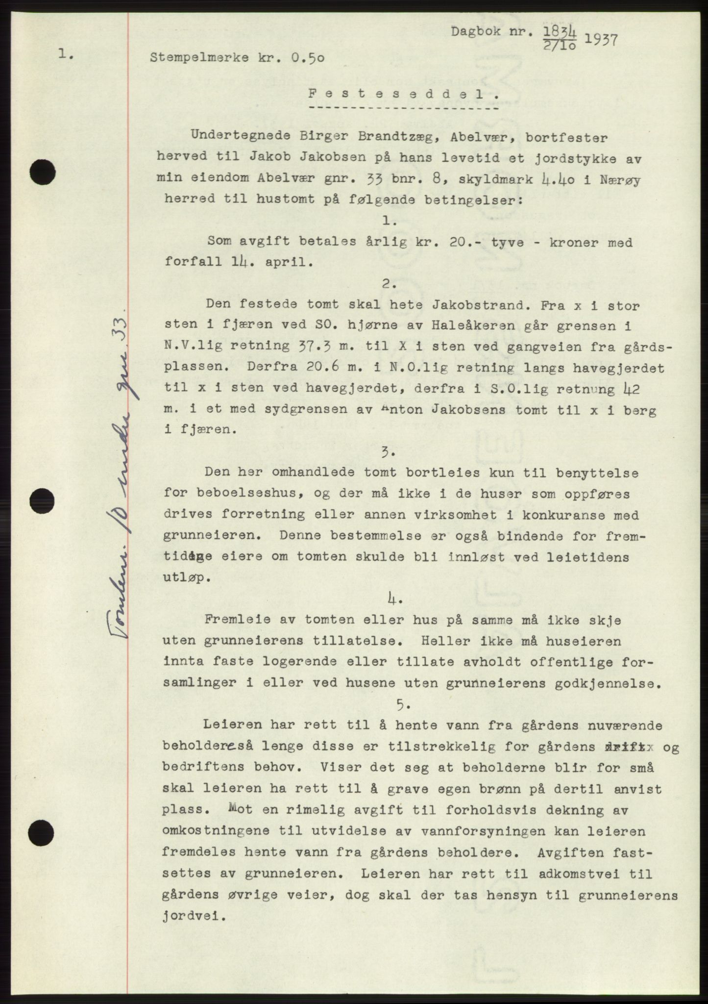 Namdal sorenskriveri, SAT/A-4133/1/2/2C: Pantebok nr. -, 1937-1939, Tingl.dato: 02.10.1937