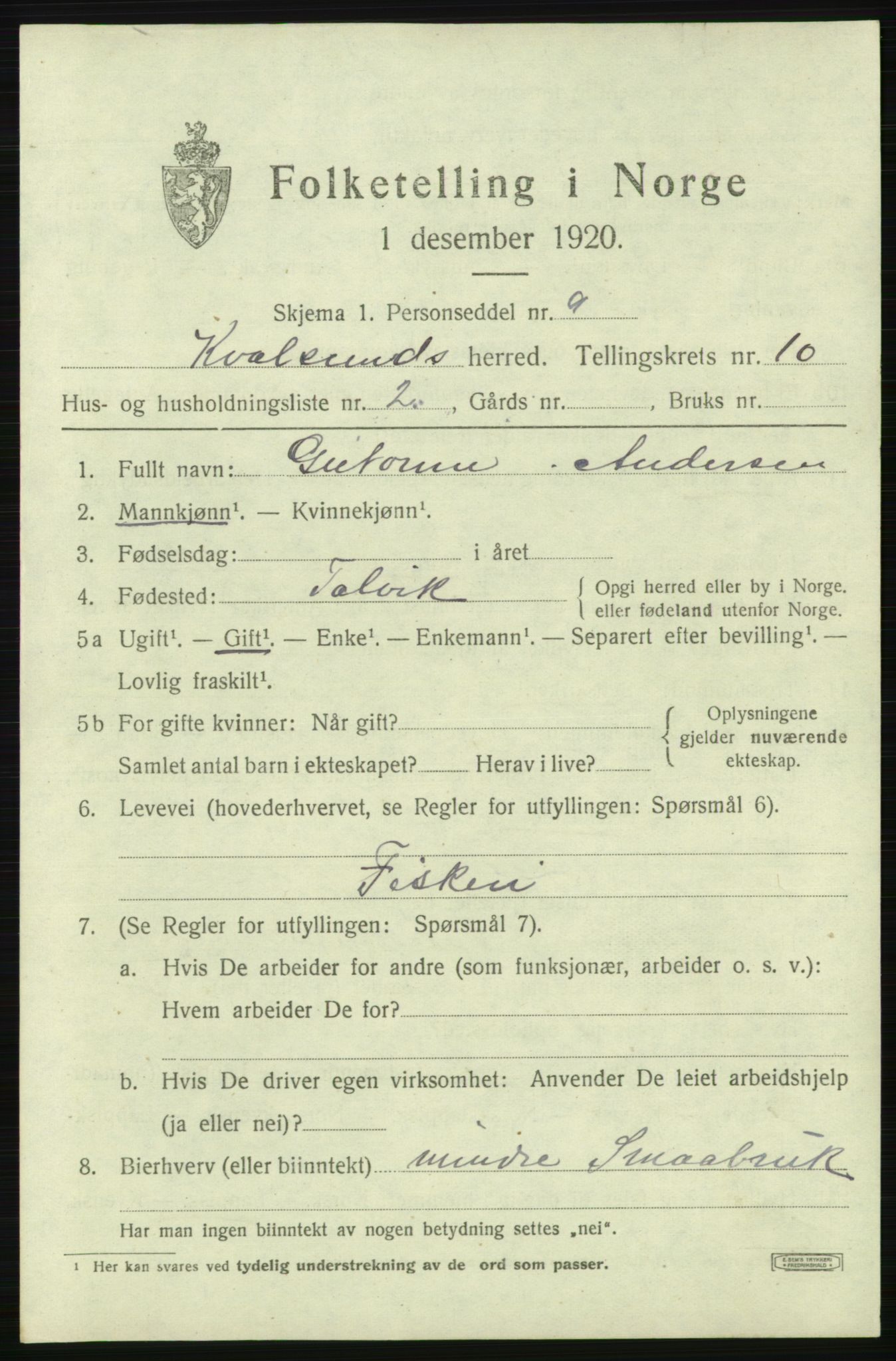 SATØ, Folketelling 1920 for 2017 Kvalsund herred, 1920, s. 2934