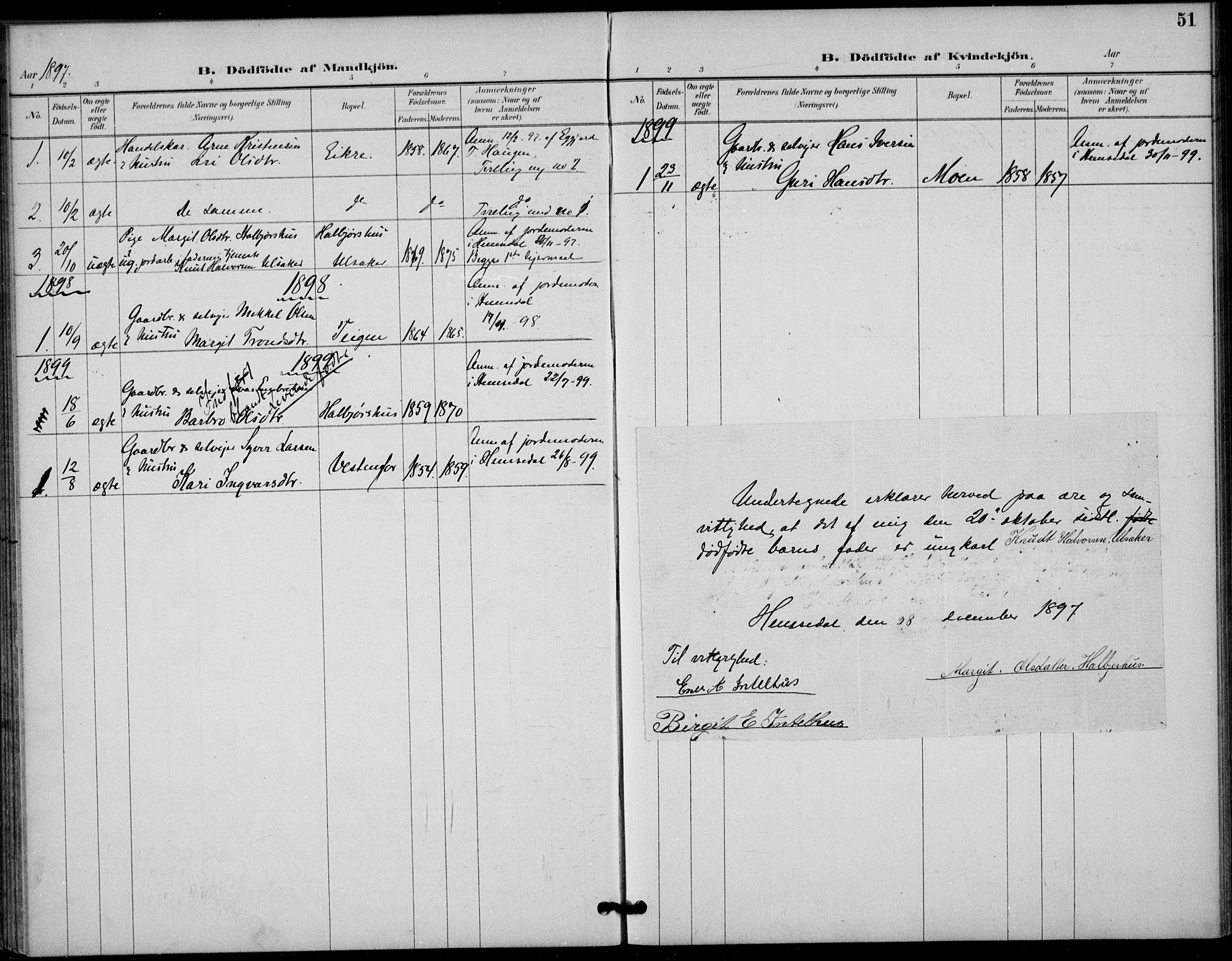 Gol kirkebøker, AV/SAKO-A-226/F/Fb/L0001: Ministerialbok nr. II 1, 1887-1900, s. 51