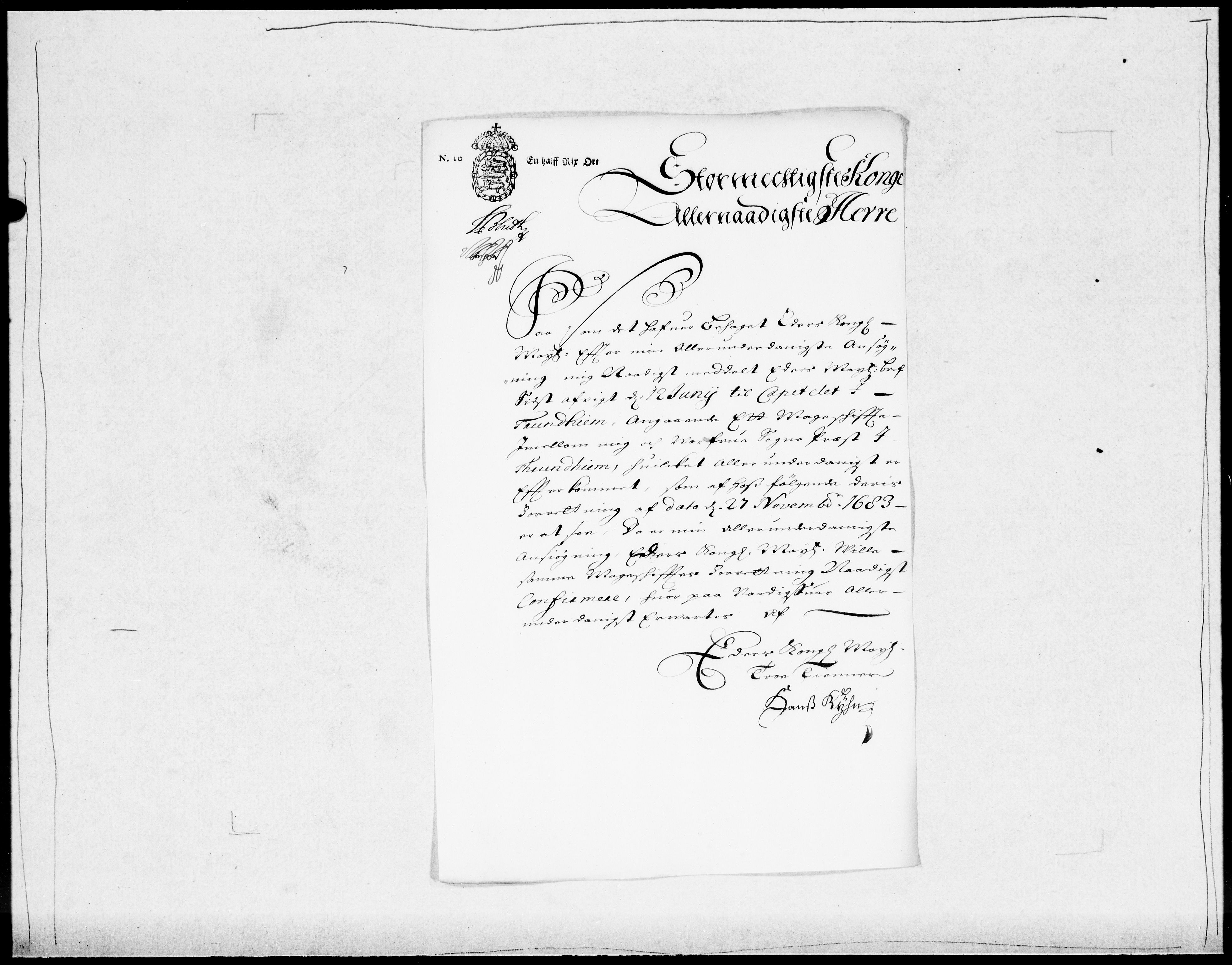 Danske Kanselli 1572-1799, AV/RA-EA-3023/F/Fc/Fcc/Fcca/L0036: Norske innlegg 1572-1799, 1683-1684, s. 491