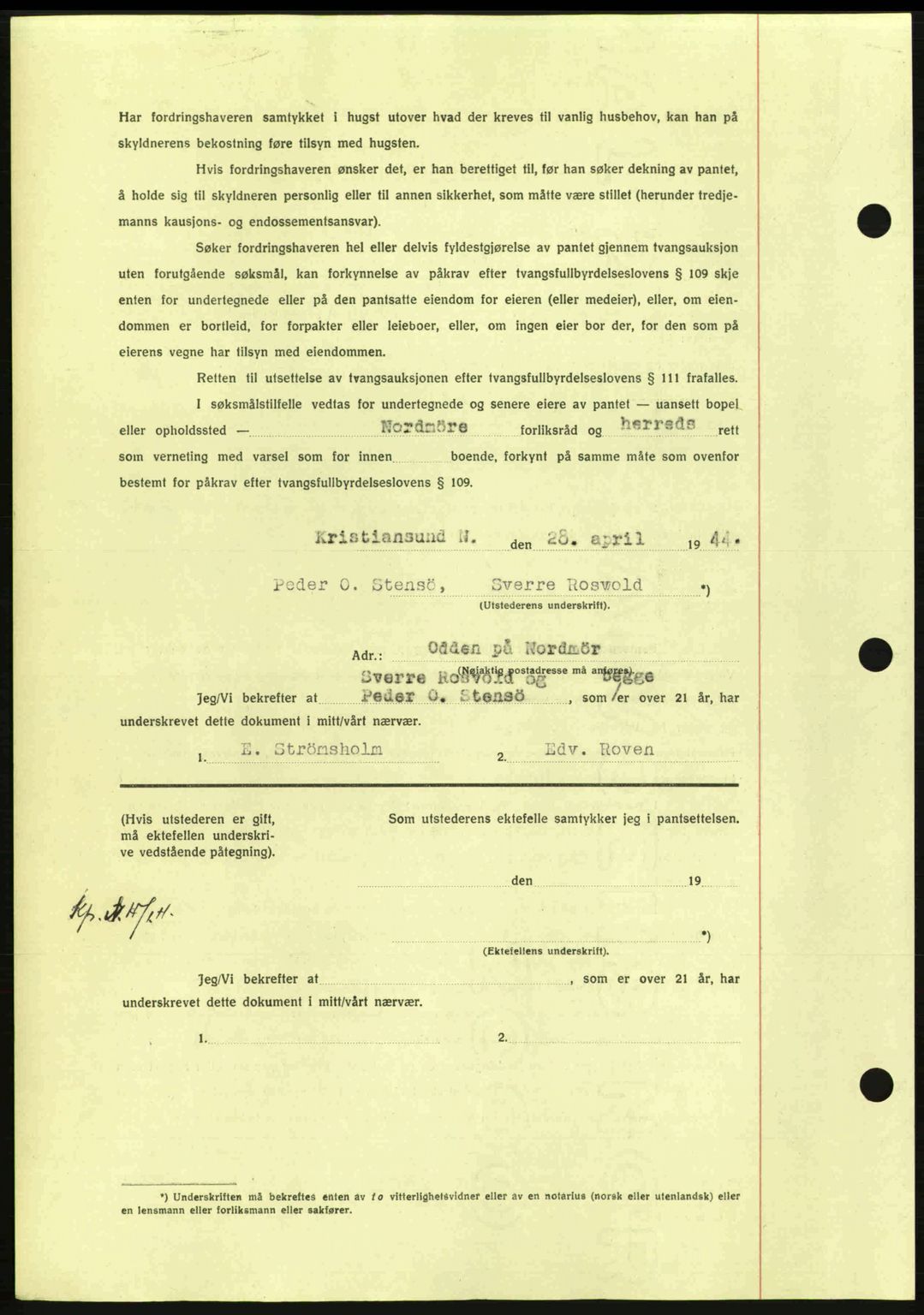 Nordmøre sorenskriveri, AV/SAT-A-4132/1/2/2Ca: Pantebok nr. B91, 1943-1944, Dagboknr: 712/1944