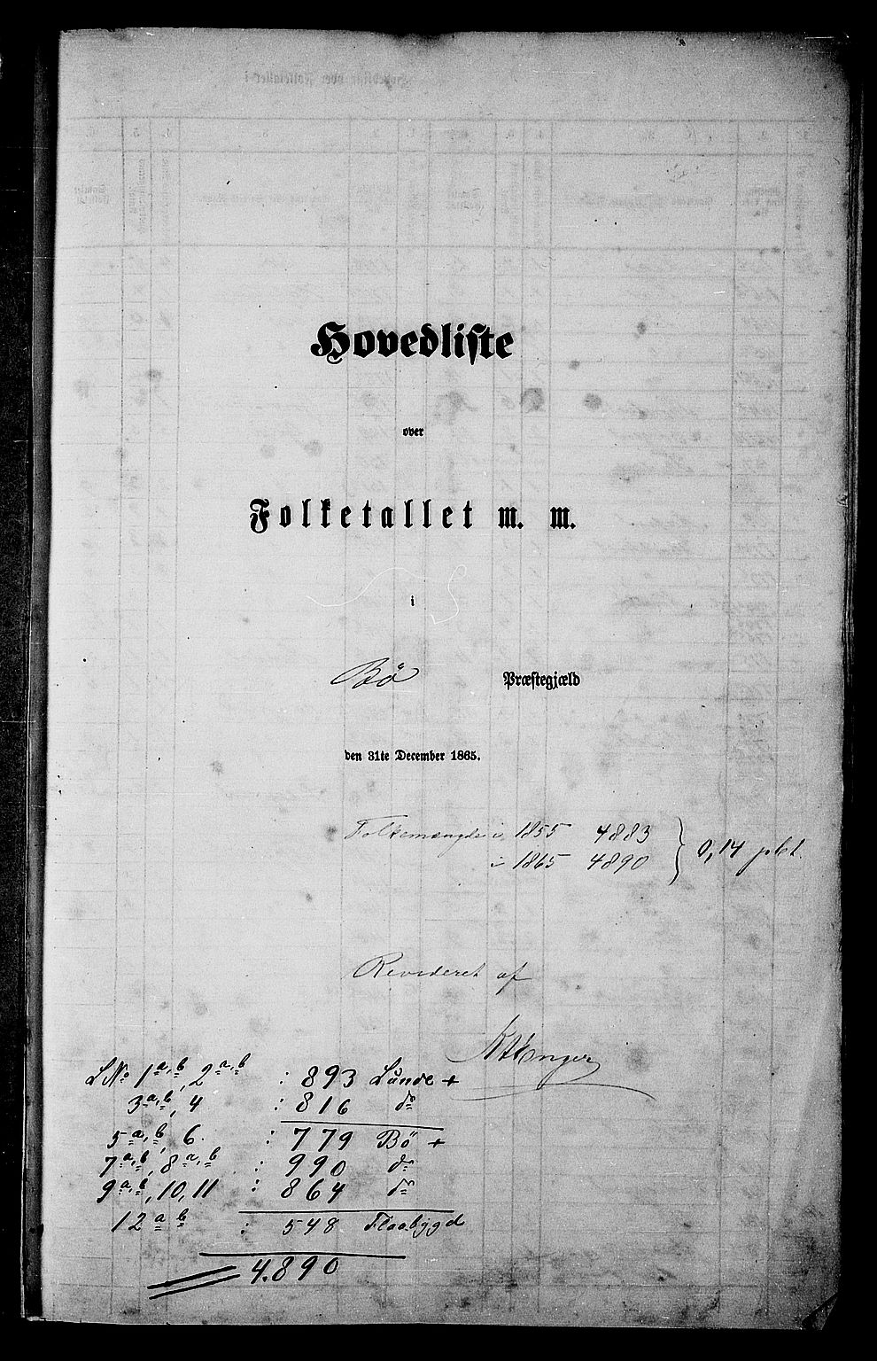RA, Folketelling 1865 for 0821P Bø prestegjeld, 1865, s. 5